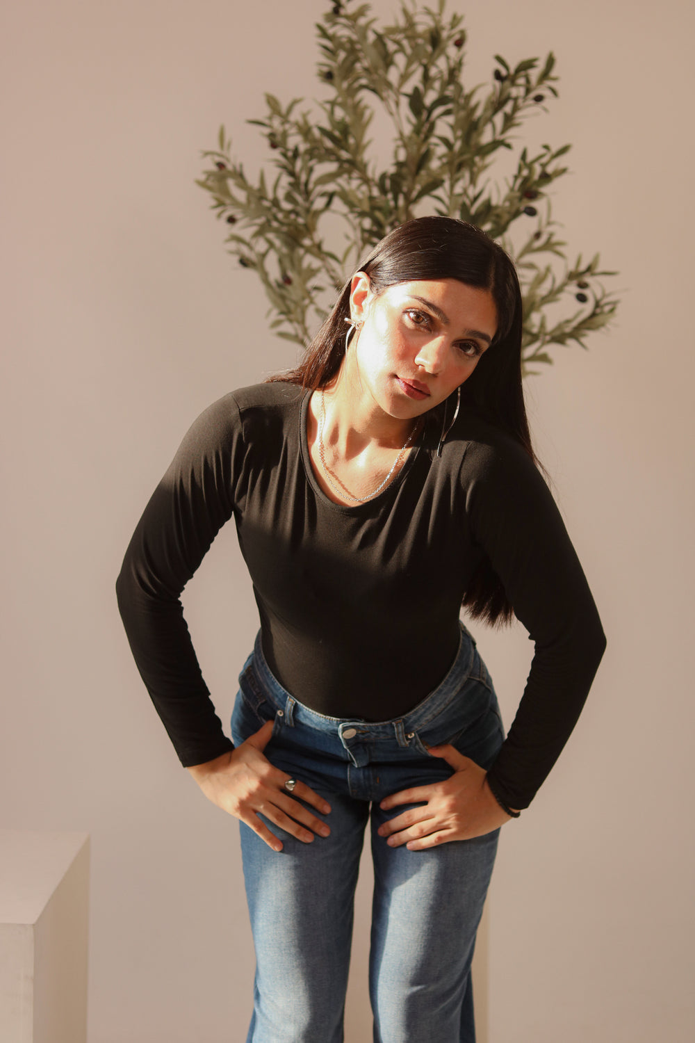 Black Basic Fitted Full Bodysuit