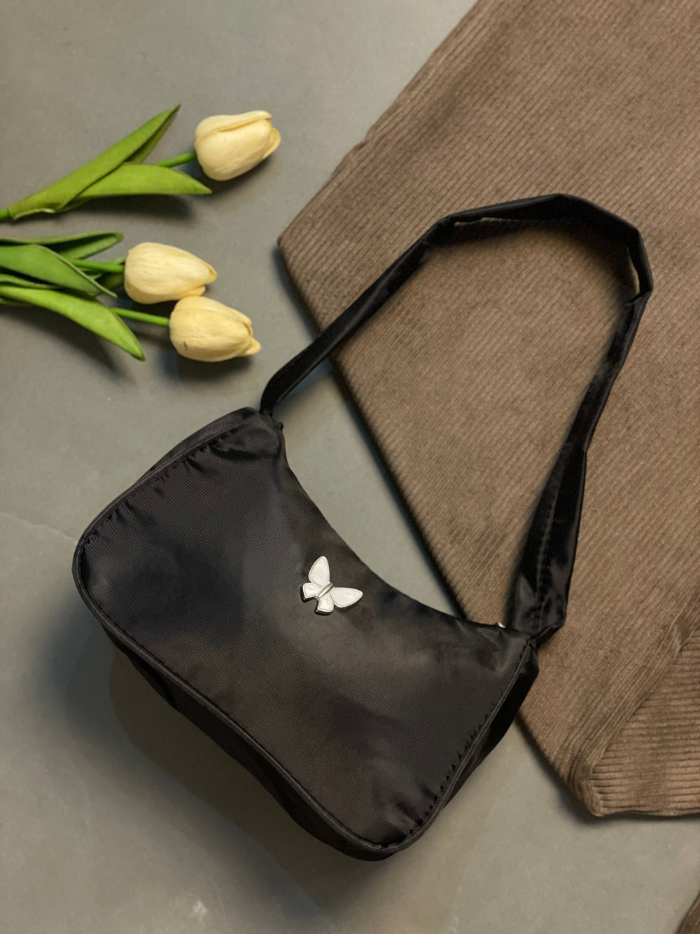 Butterfly Shoulder Baguette Bag