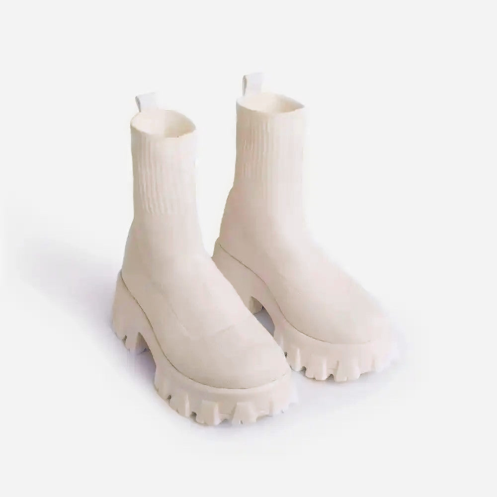 Chunky High Top Slip on Boots