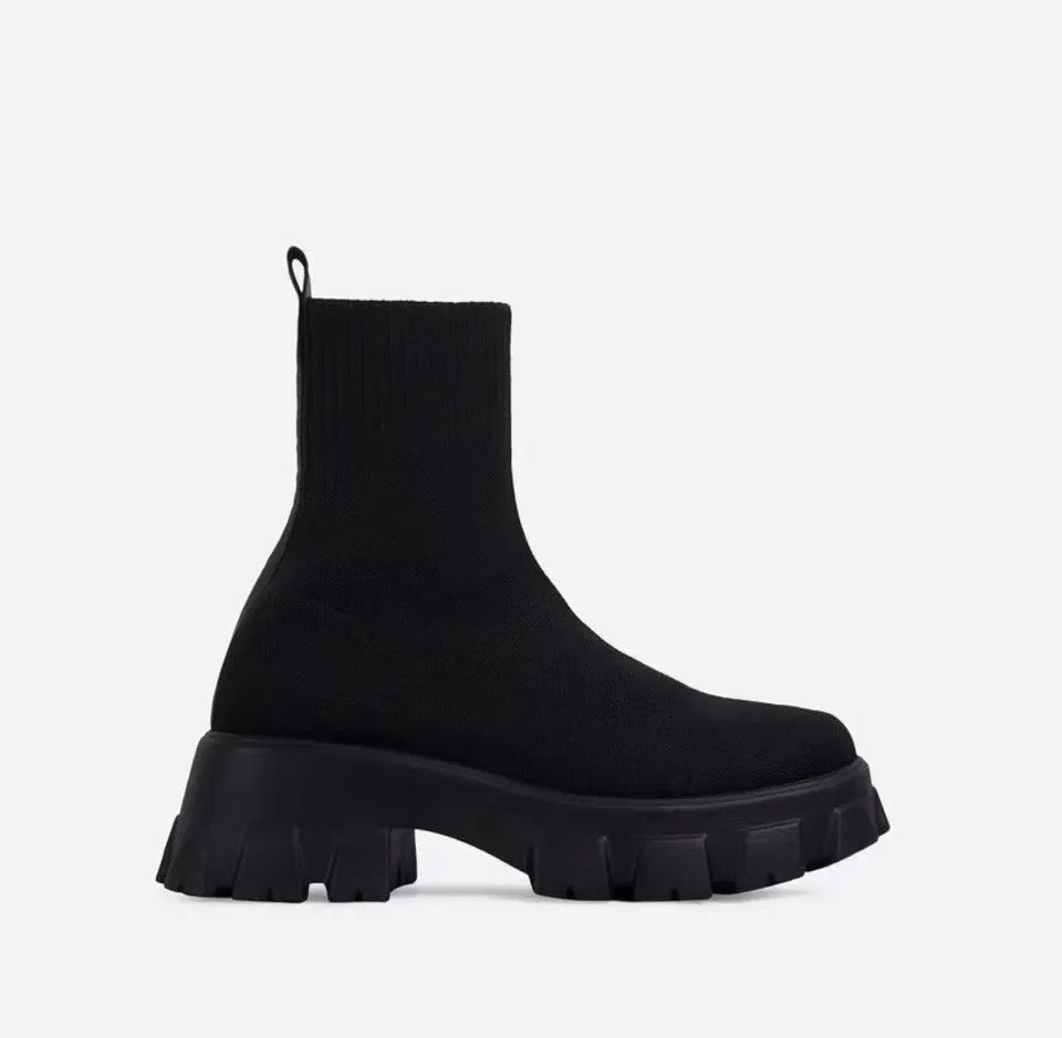 Chunky High Top Slip on Boots