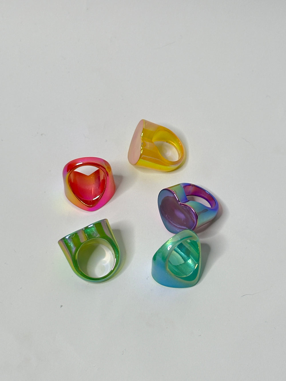 Holographic Block Heart Acrylic Ring