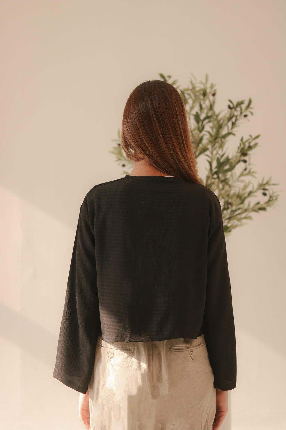 Black Front Double Tie Coverup Top