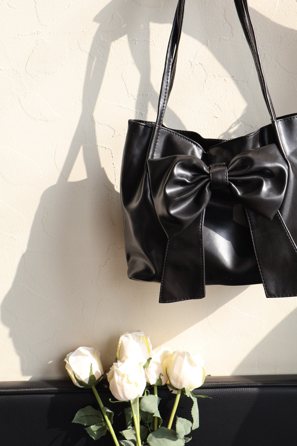 Black Soft Bow Hand Bag