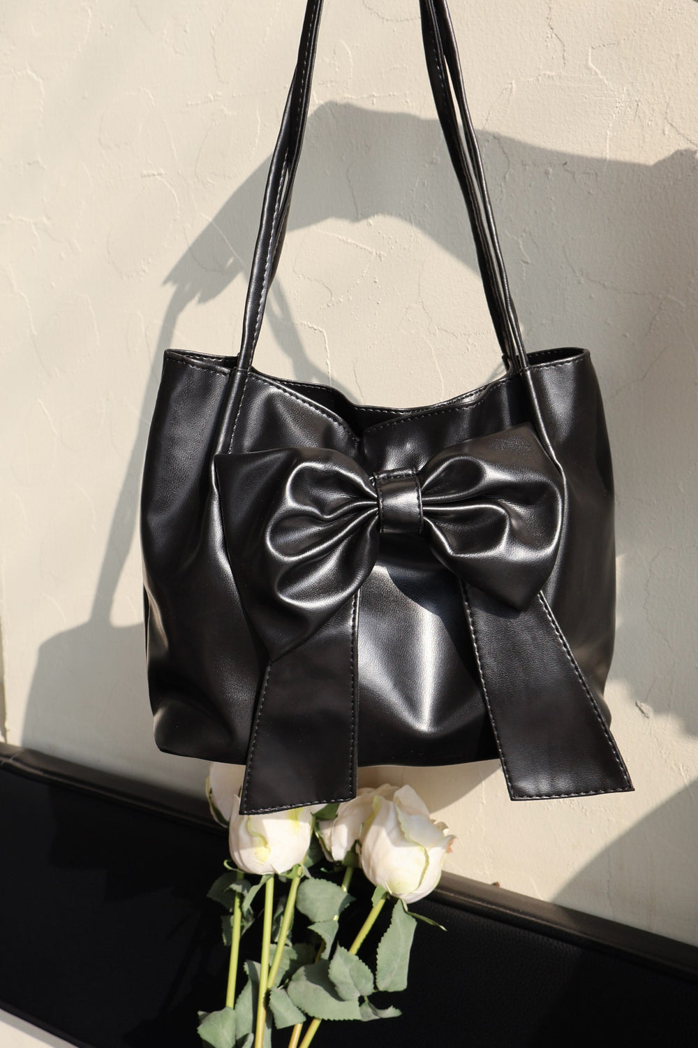 Black Soft Bow Hand Bag