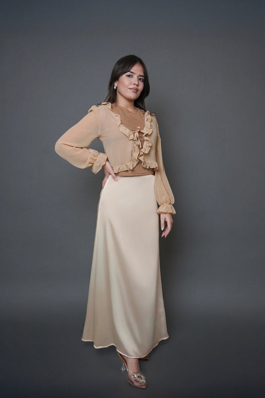 Petitie Satin Maxi Slip Skirt