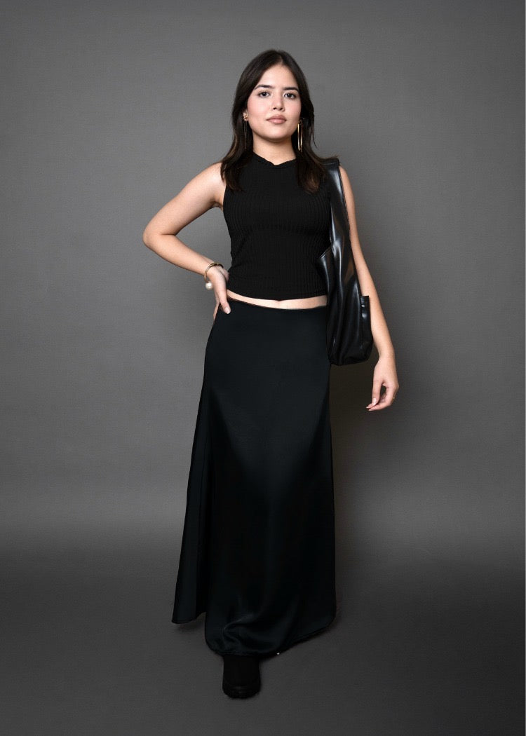 Petite Satin Maxi Slip Skirt