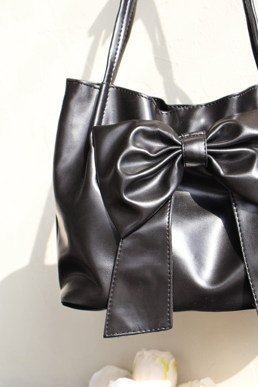 Black Soft Bow Hand Bag
