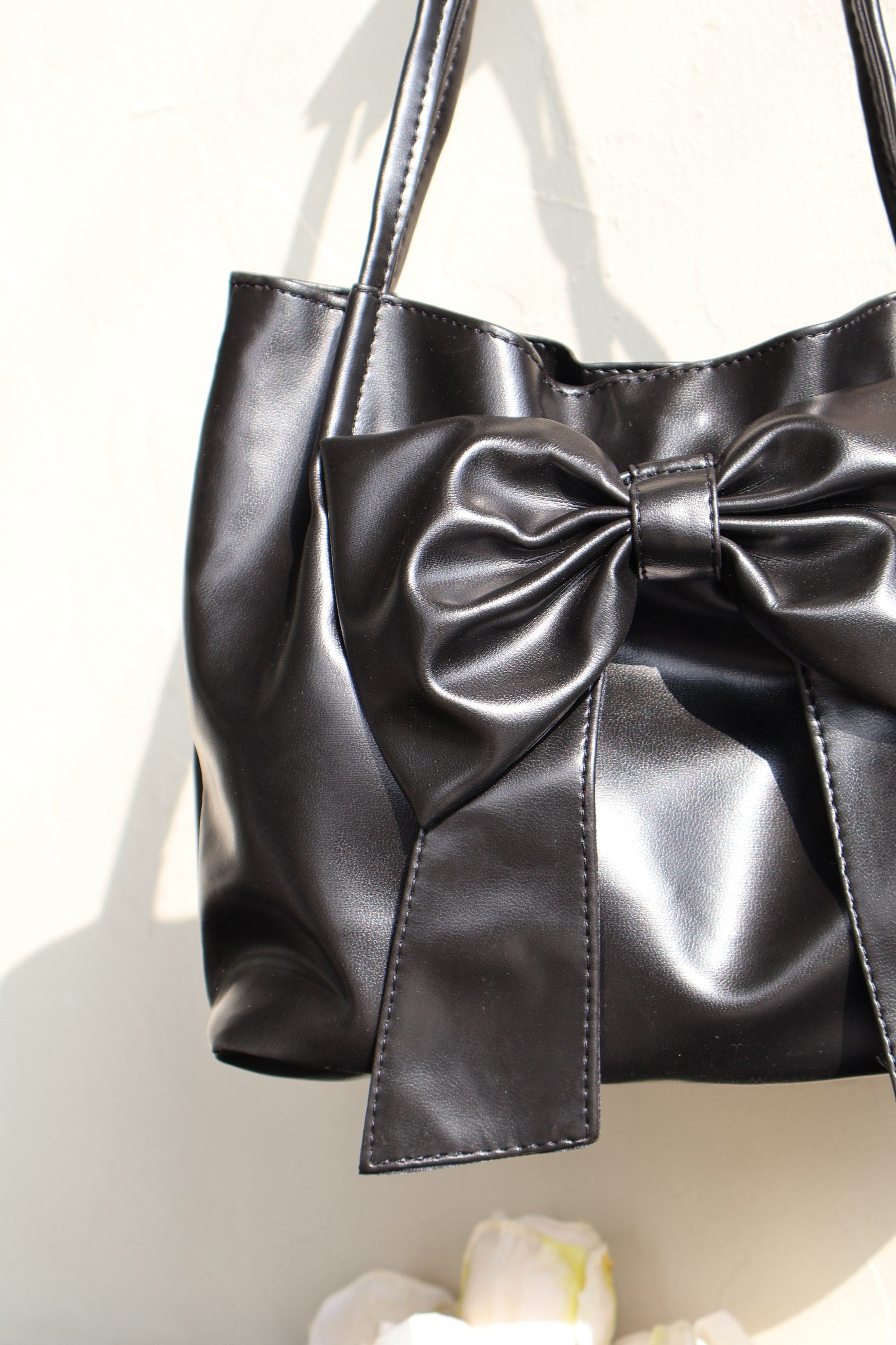 Black Soft Bow Hand Bag