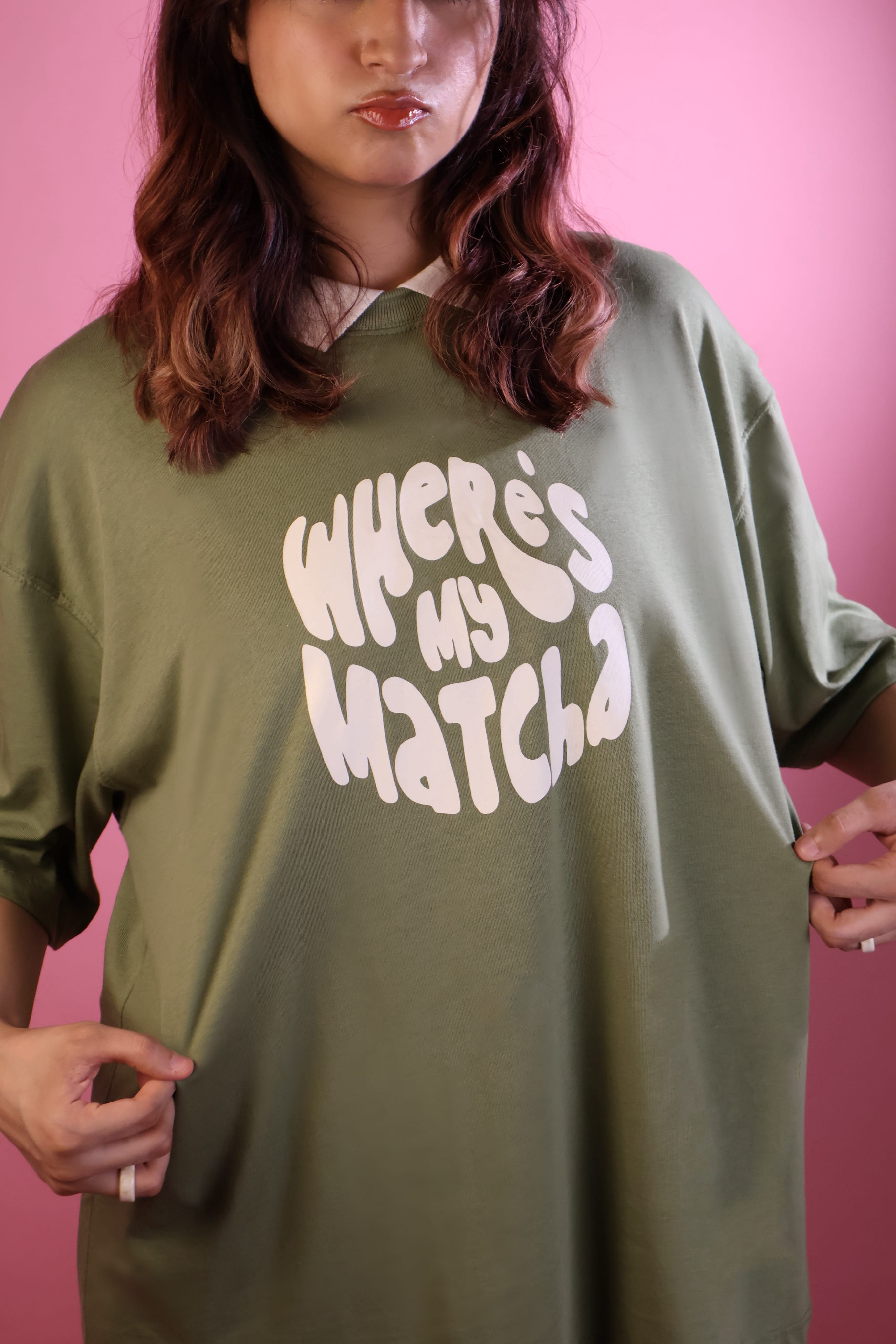 Collared Matcha Oversized Tee