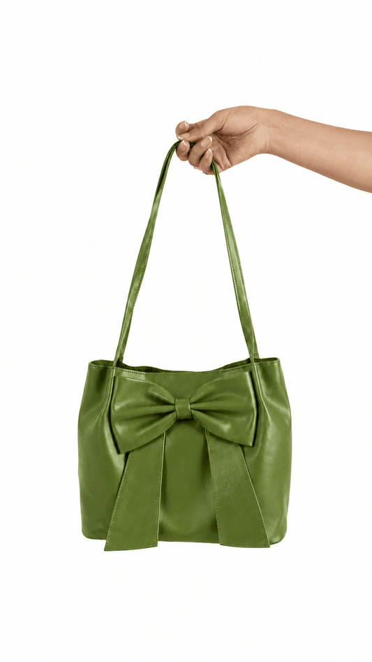 Moss Green Soft Bow Hand Bag