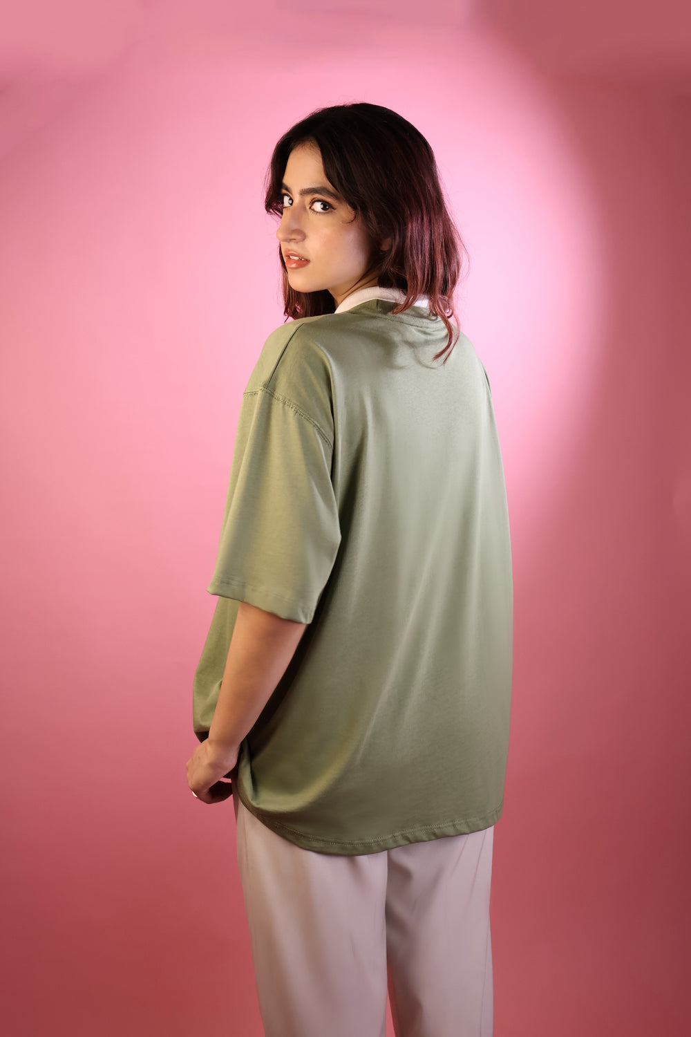 Collared Matcha Oversized Tee