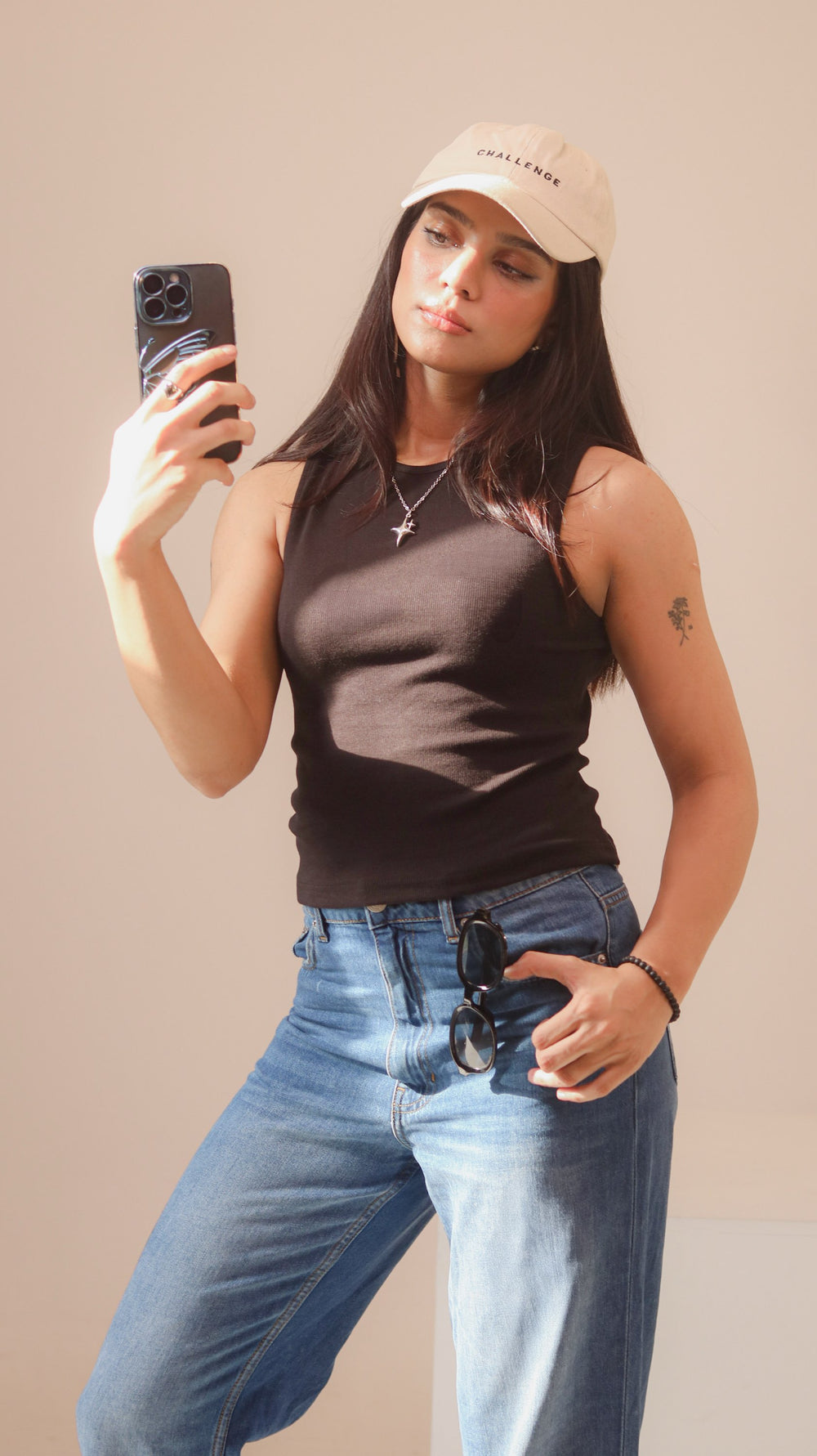 Black Ribbed Tank Top