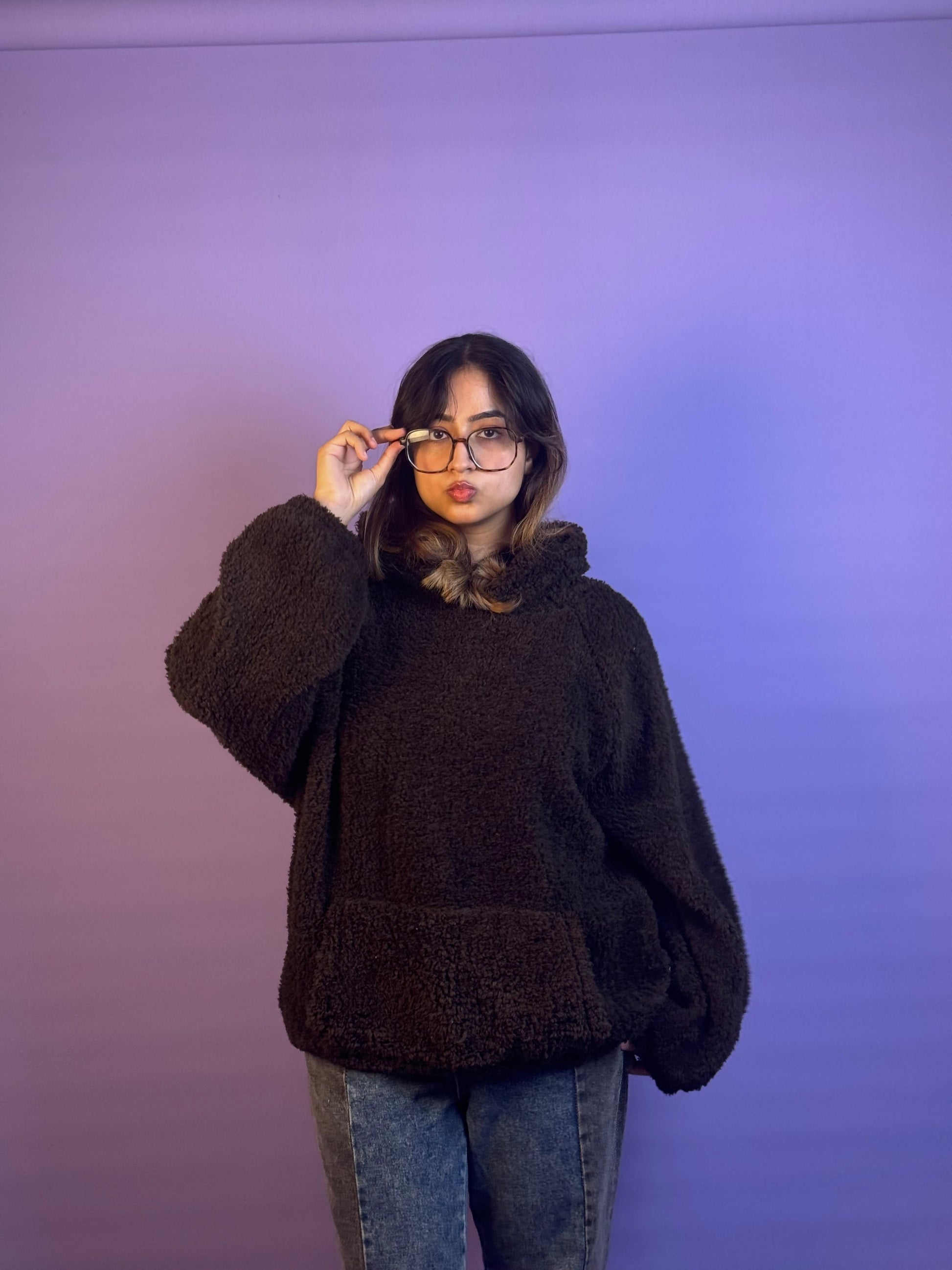 Dark Super Oversized Teddy Bear Ear Hoodie