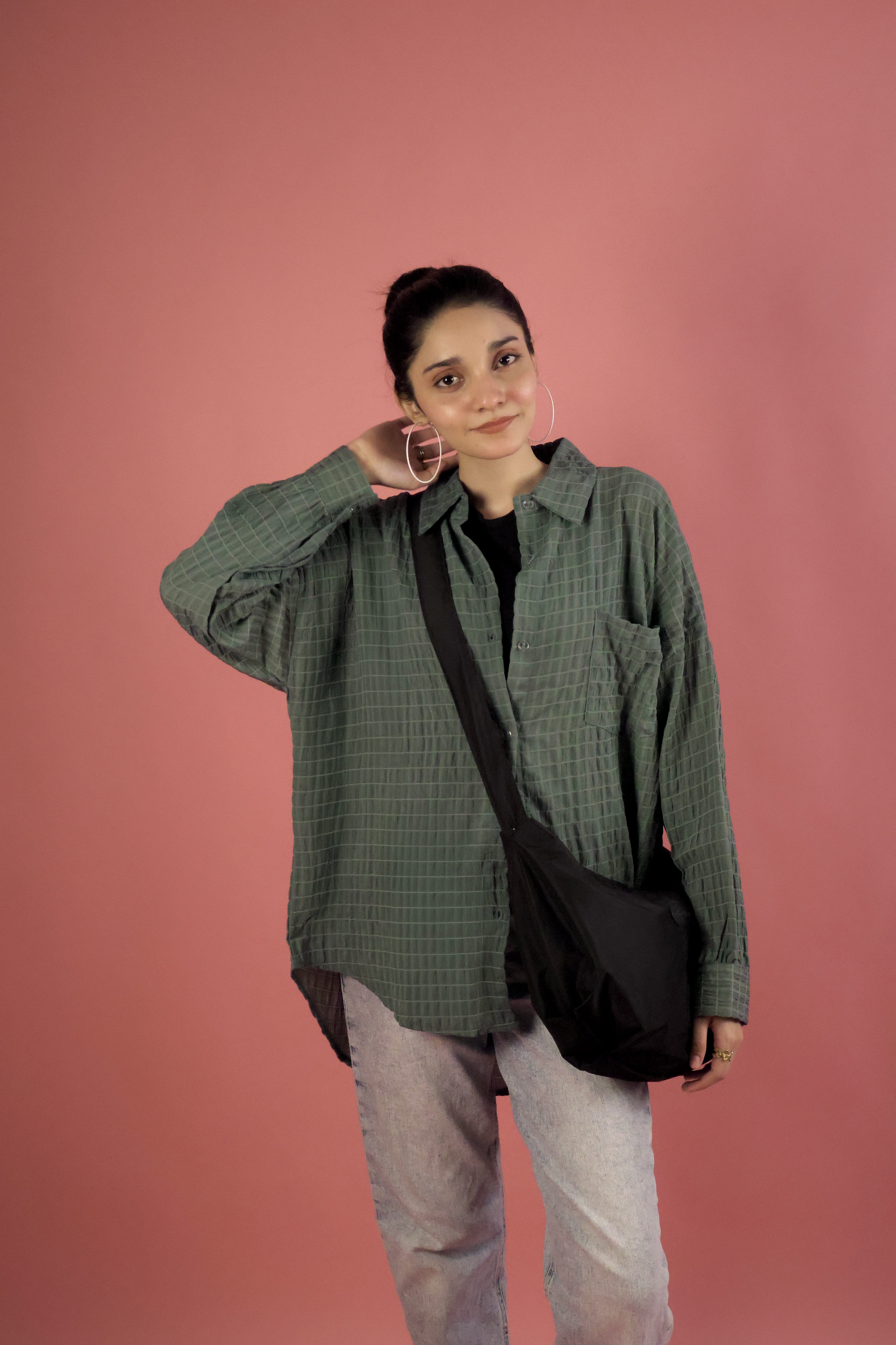 Unisex Black Canvas Sling Bag