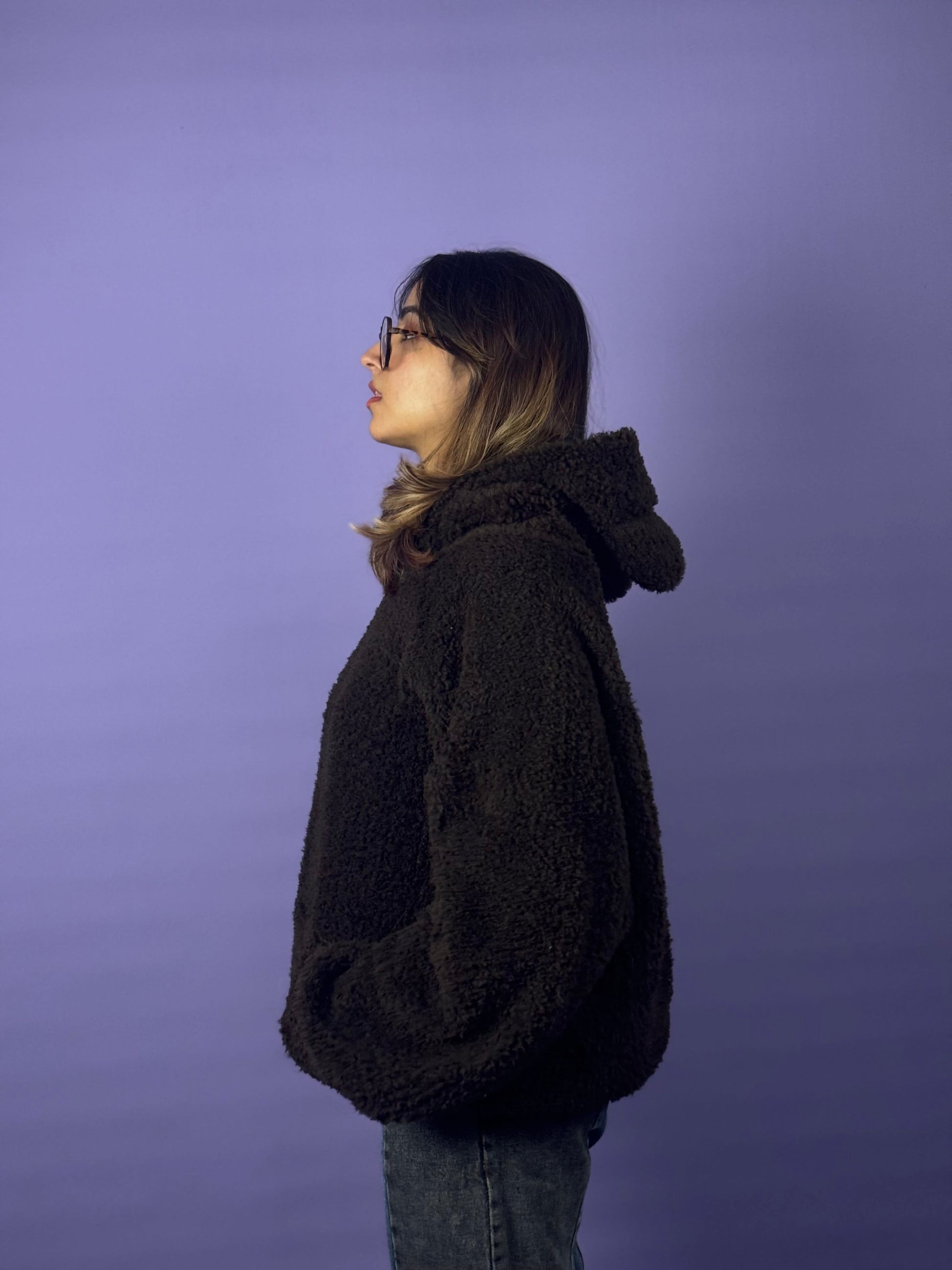 Dark Super Oversized Teddy Bear Ear Hoodie