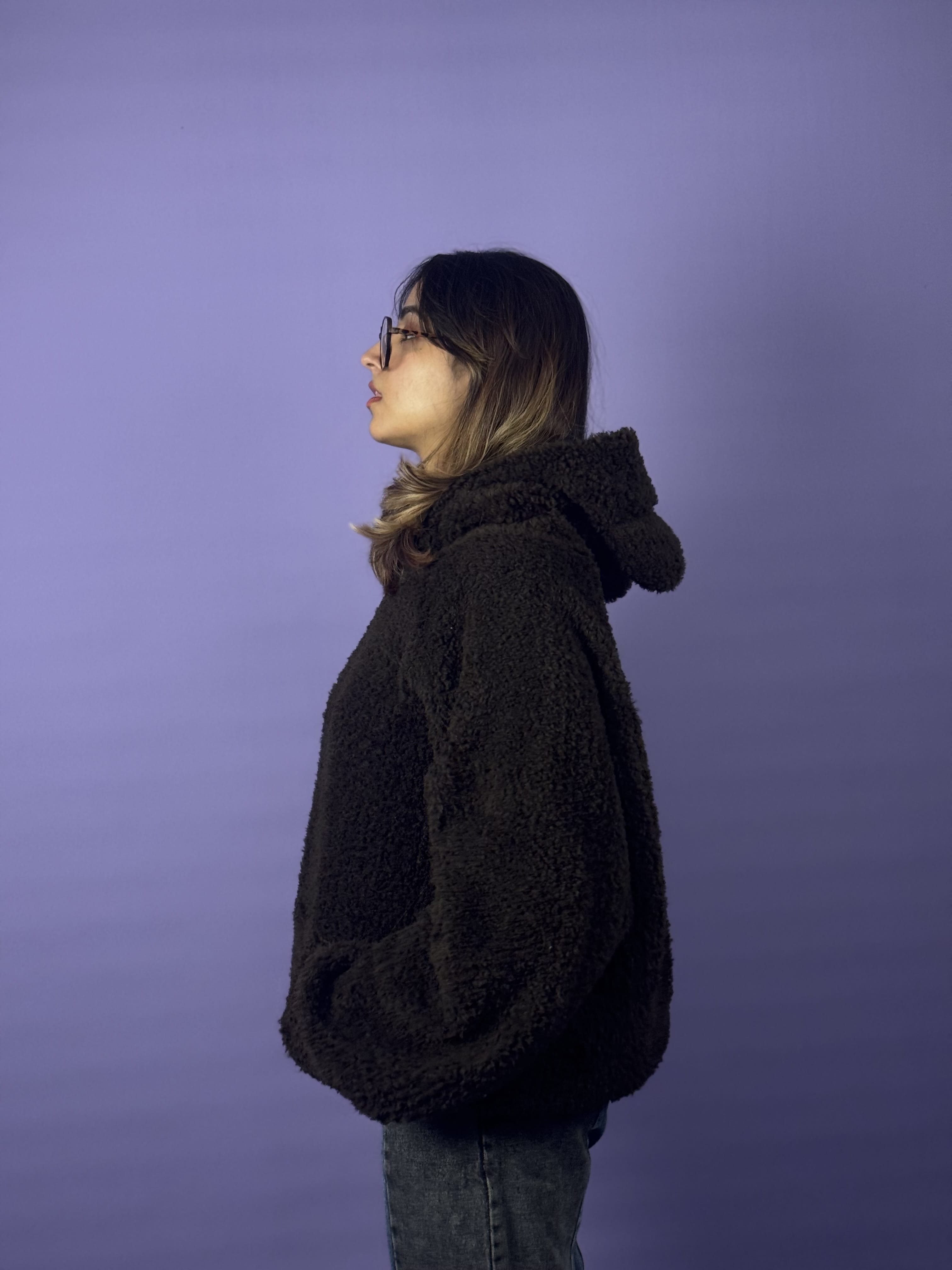 Dark Super Oversized Teddy Bear Ear Hoodie
