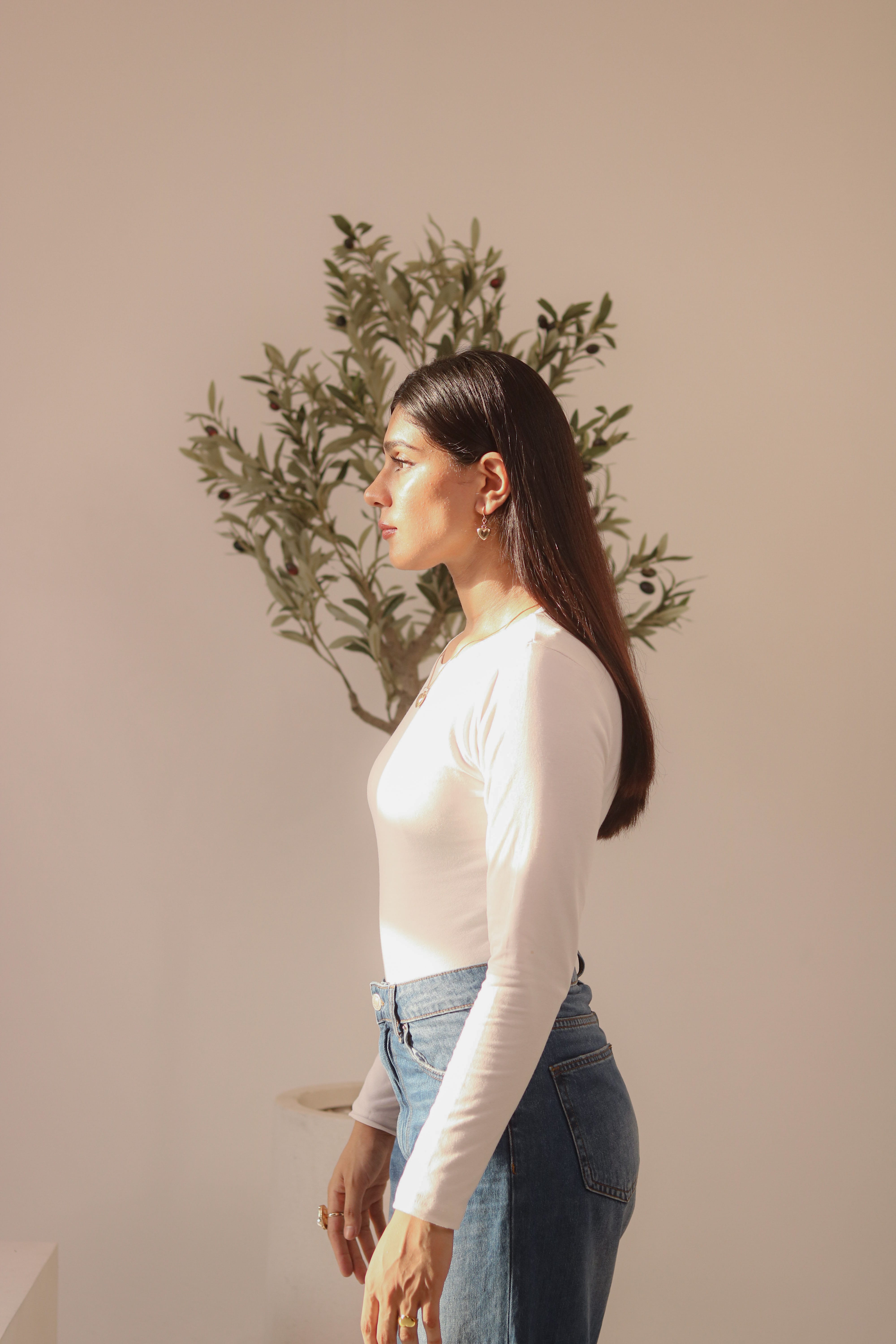 White Basic Fitted Full Bodysuit