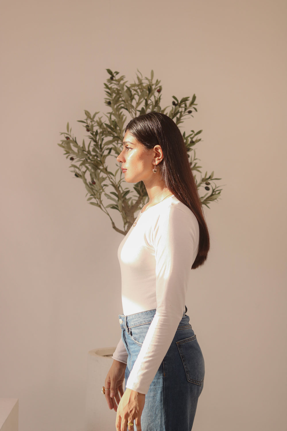 White Basic Fitted Full Bodysuit