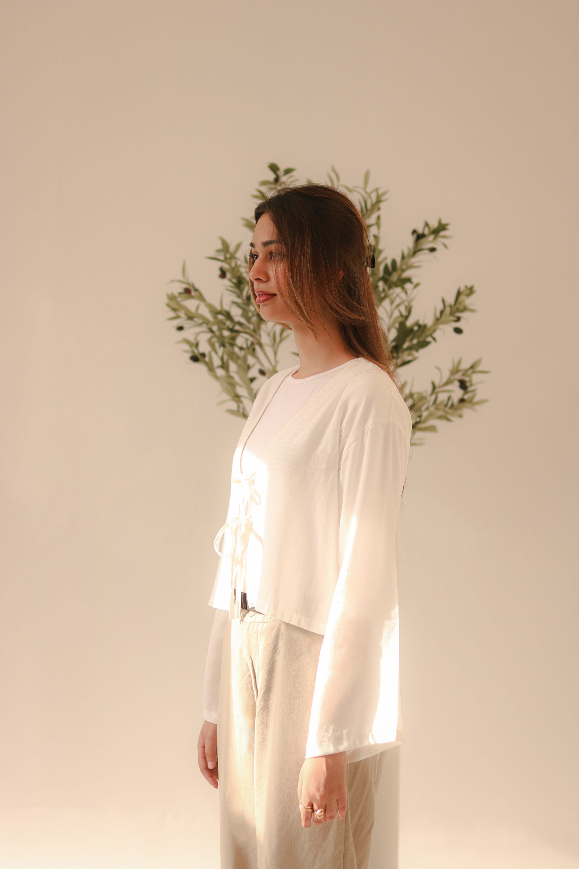 White Front Double Tie Coverup Top
