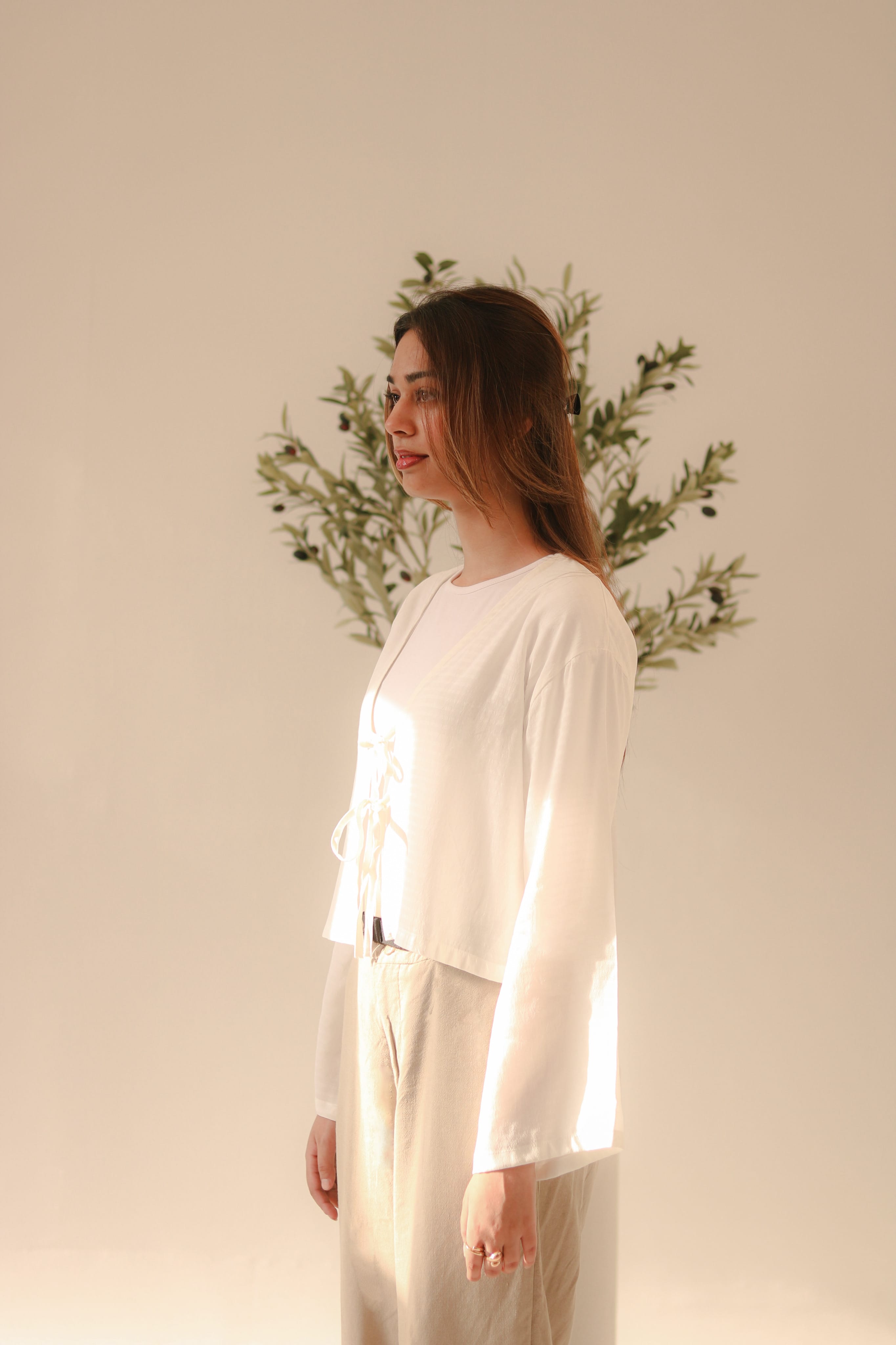 White Front Double Tie Coverup Top