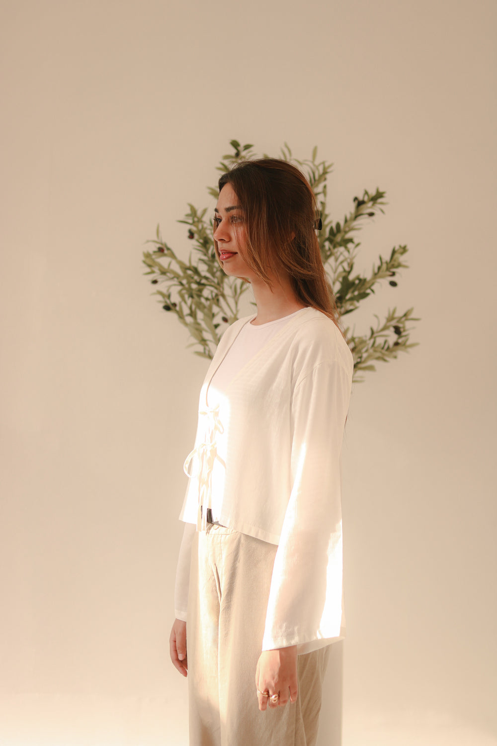 White Front Double Tie Coverup Top