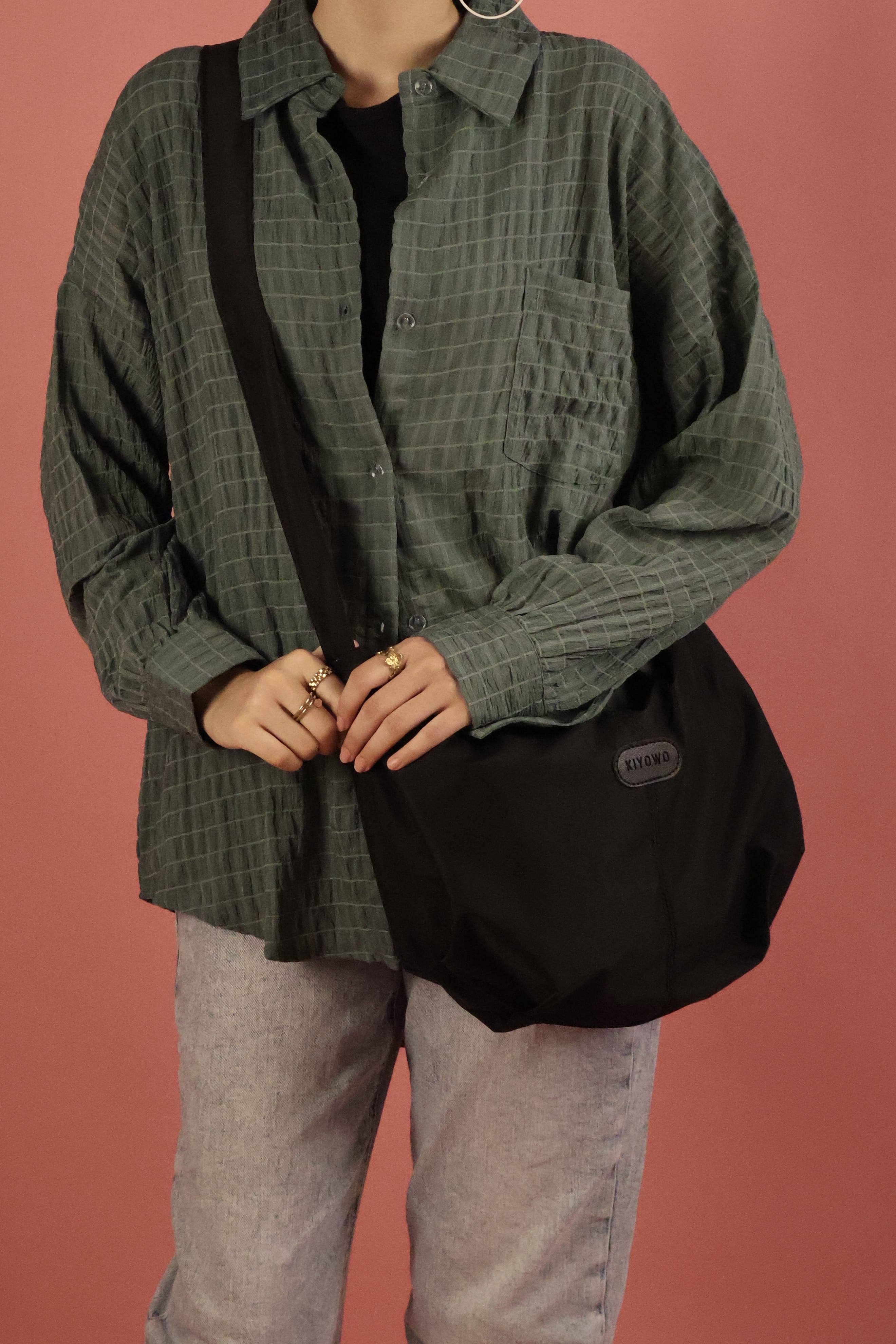 Unisex Black Canvas Sling Bag