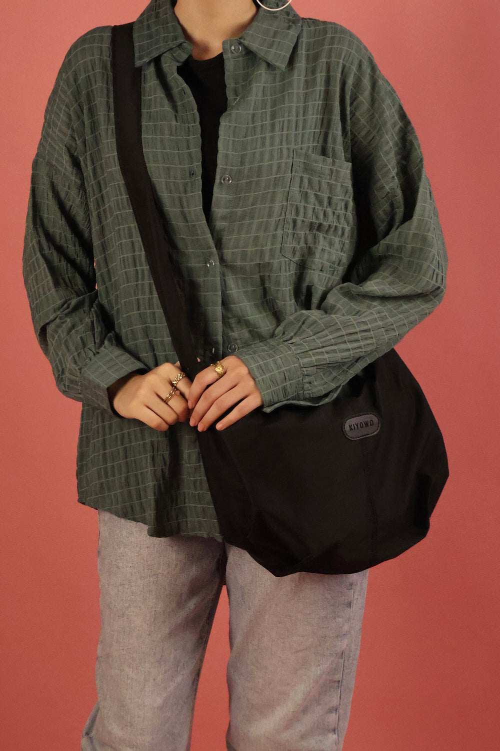 Unisex Black Canvas Sling Bag