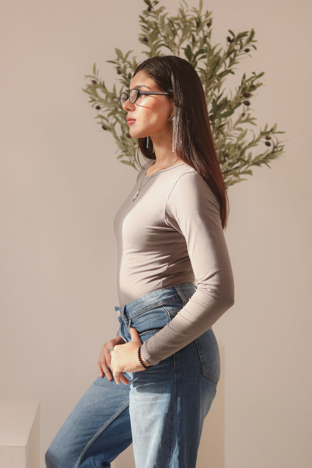 Grey Basic Fitted Full Bodysuit