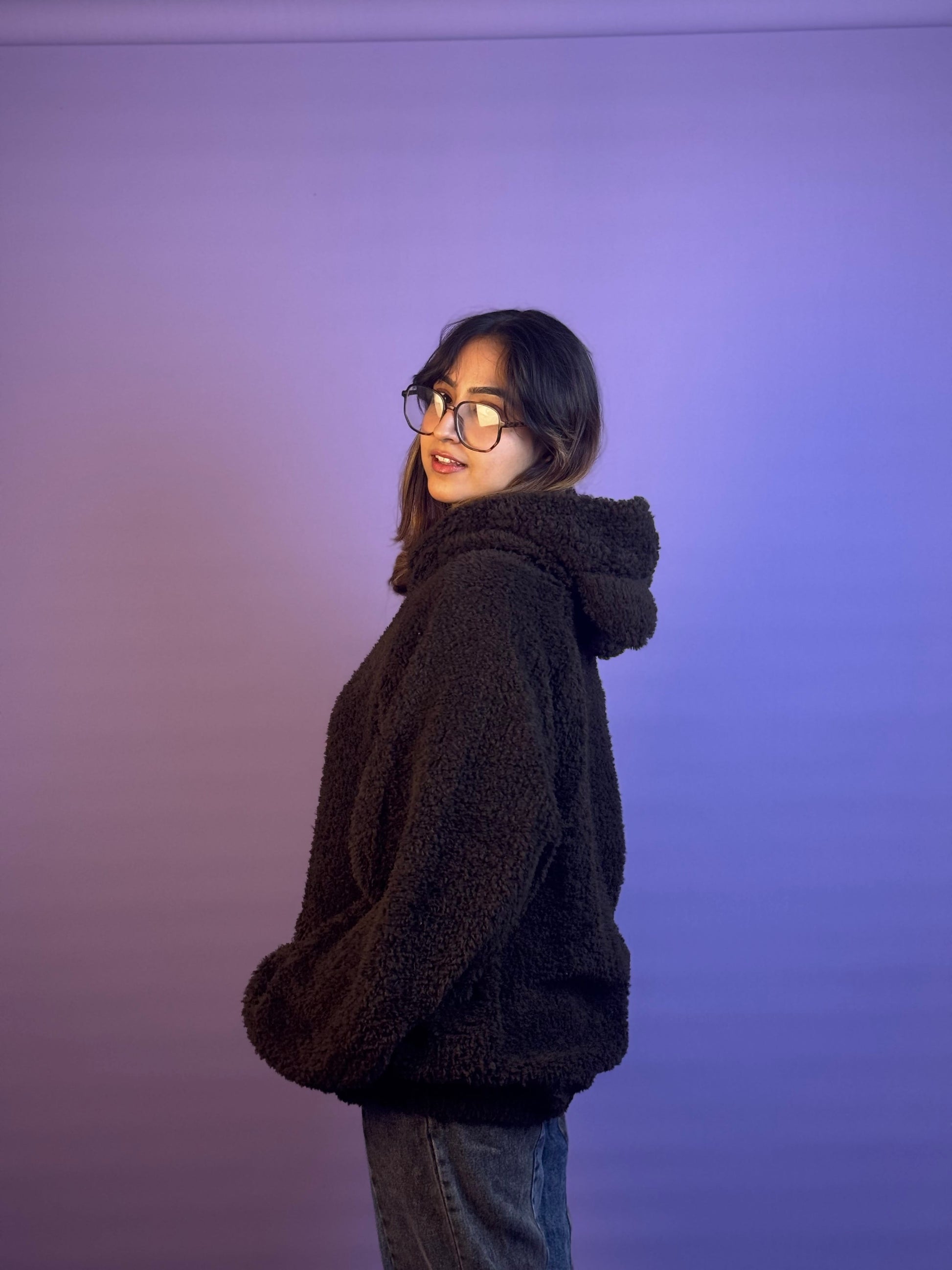 Dark Super Oversized Teddy Bear Ear Hoodie