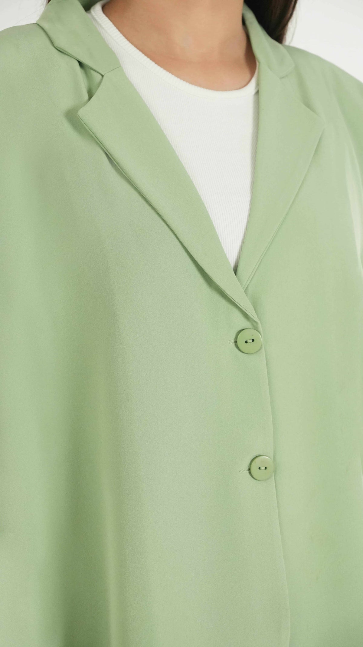 Matcha Green K-Pop Style Coat Top & Loose Pants 2-Piece Set