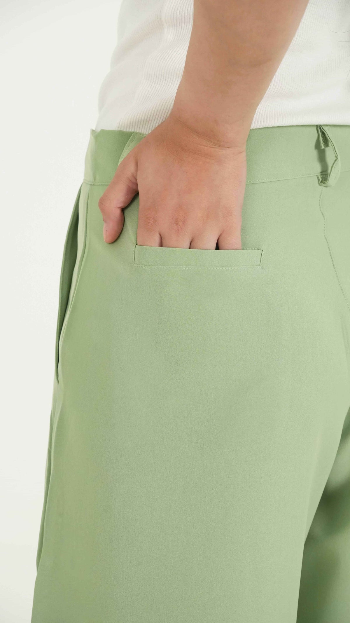 Matcha Green K-Pop Style Coat Top & Loose Pants 2-Piece Set