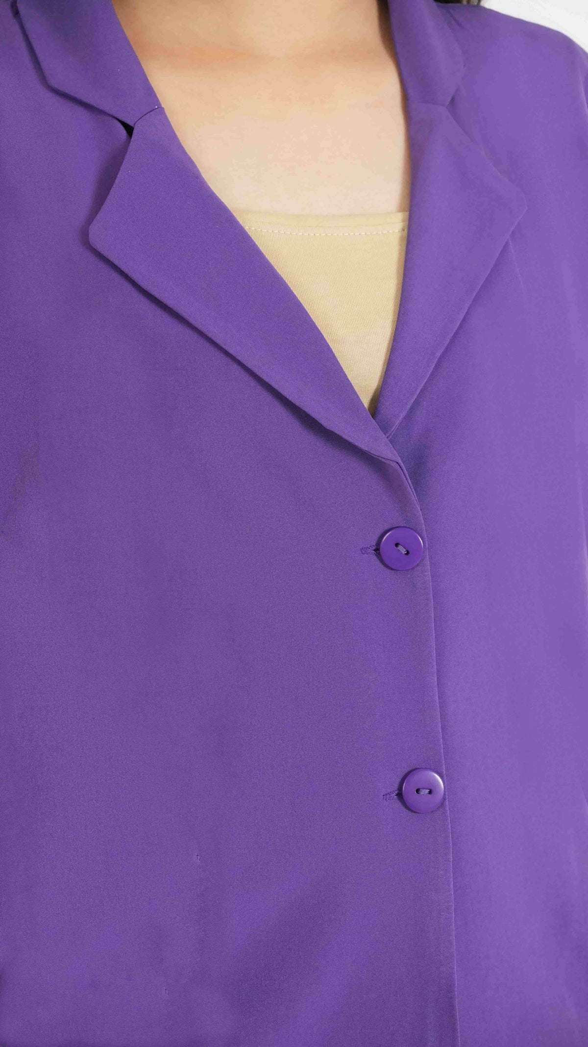 Purple K-Pop Style Coat Top & Loose Pants 2-Piece Set