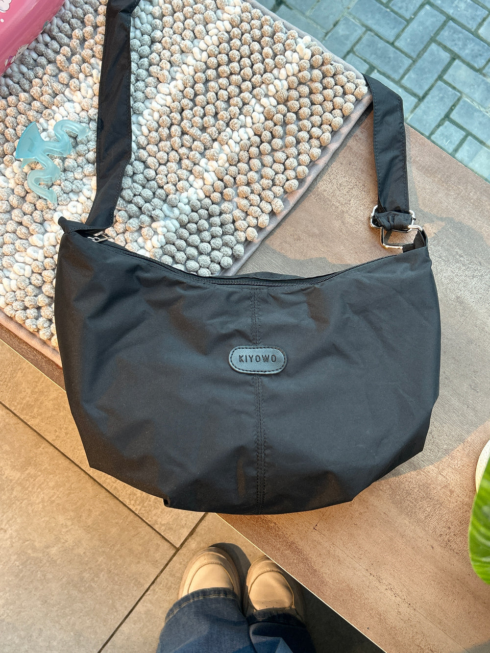 Unisex Black Canvas Sling Bag