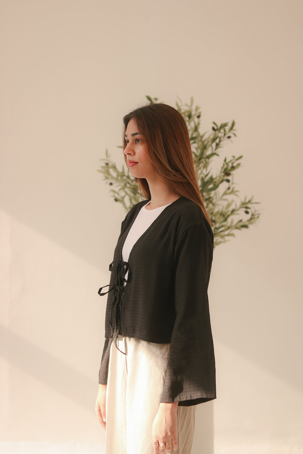 Black Front Double Tie Coverup Top