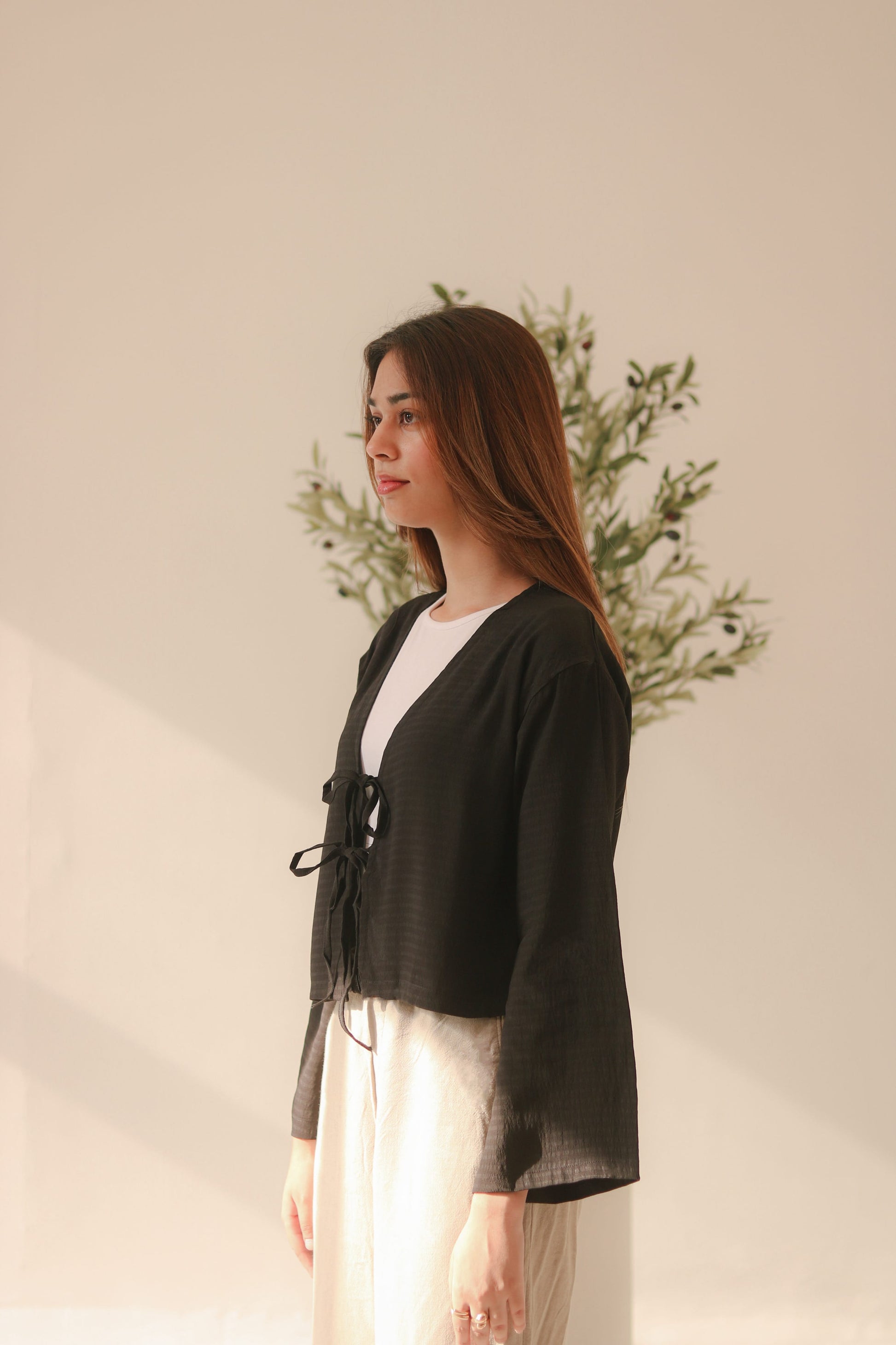 Black Front Double Tie Coverup Top
