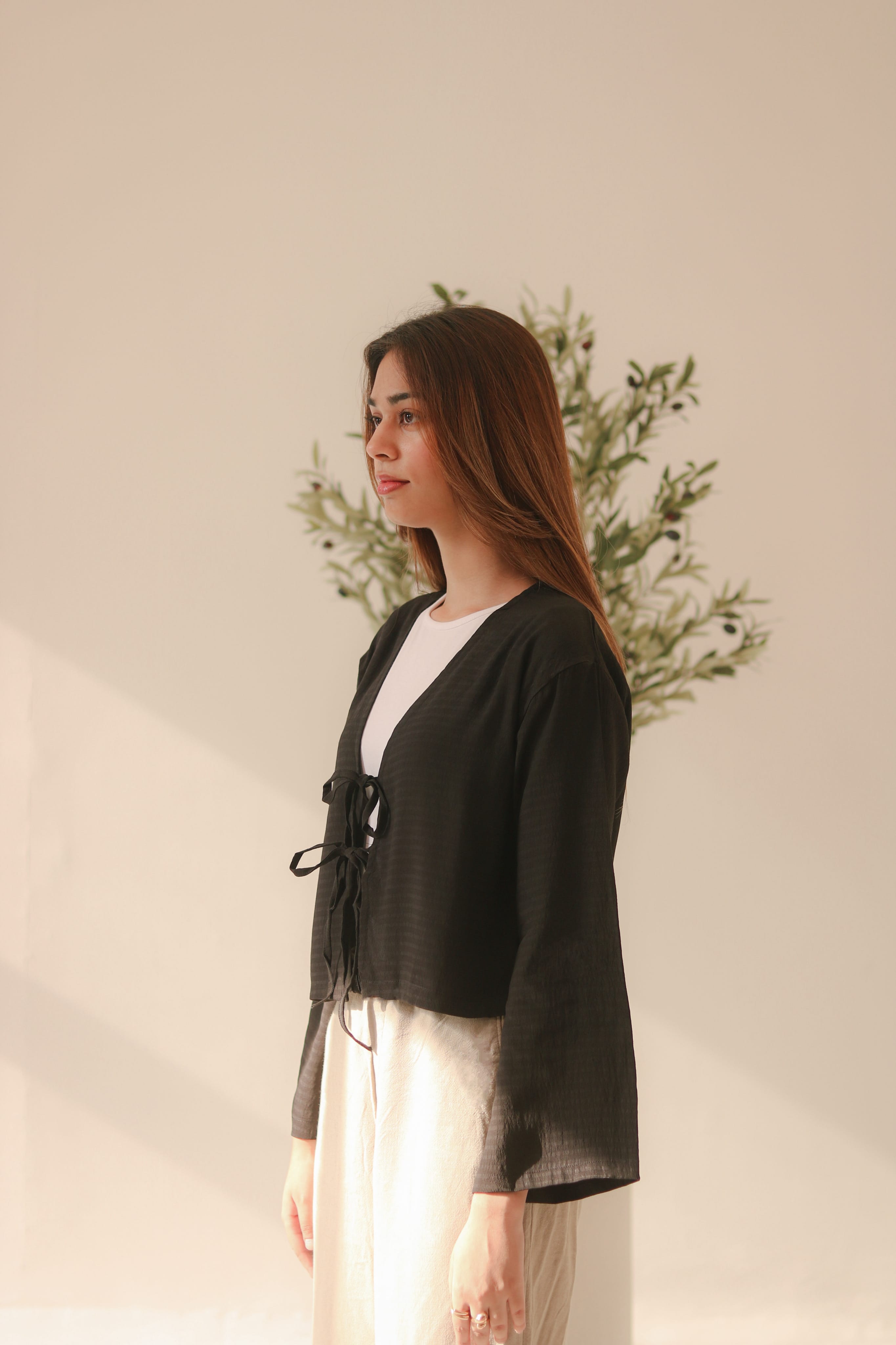 Black Front Double Tie Coverup Top
