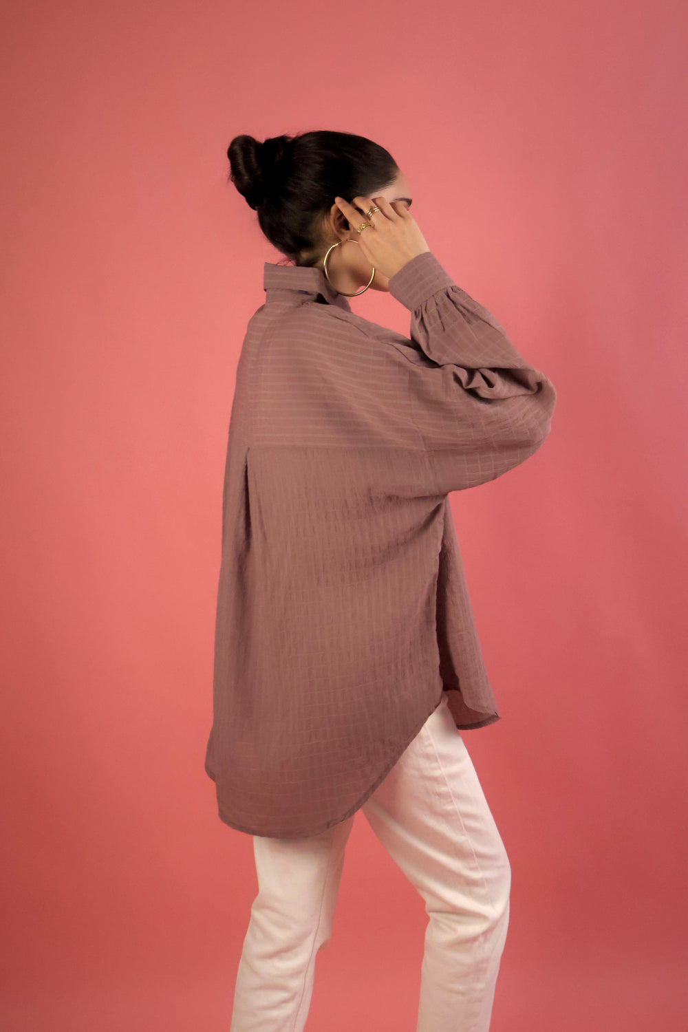 Mauve Crimp Button Up Shirt