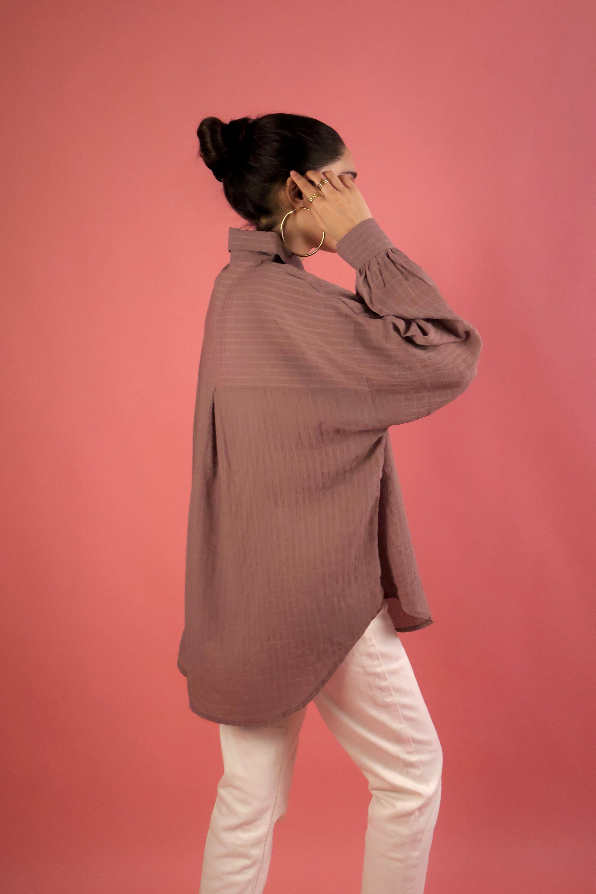 Mauve Crimp Button Up Shirt
