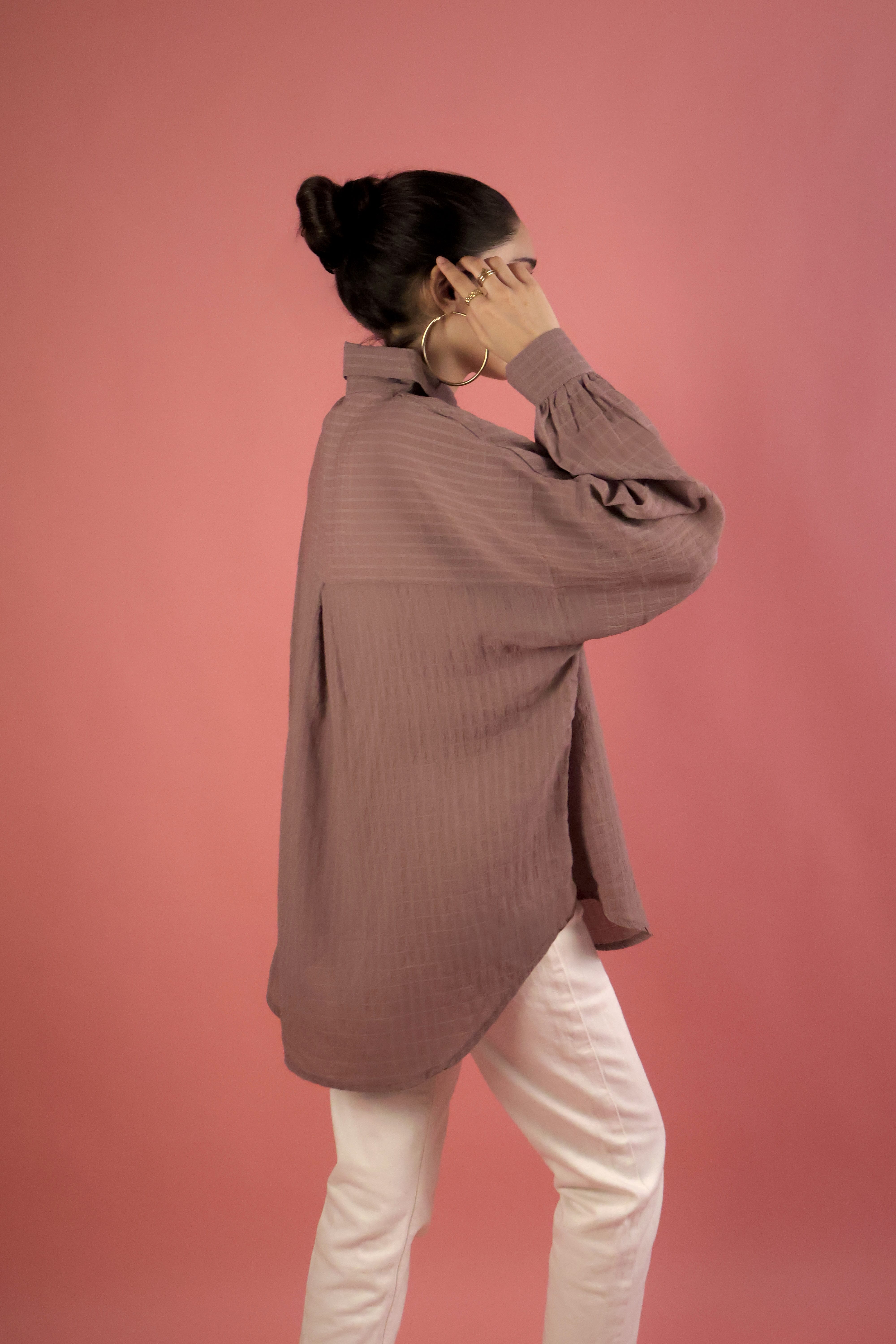 Mauve Crimp Button Up Shirt