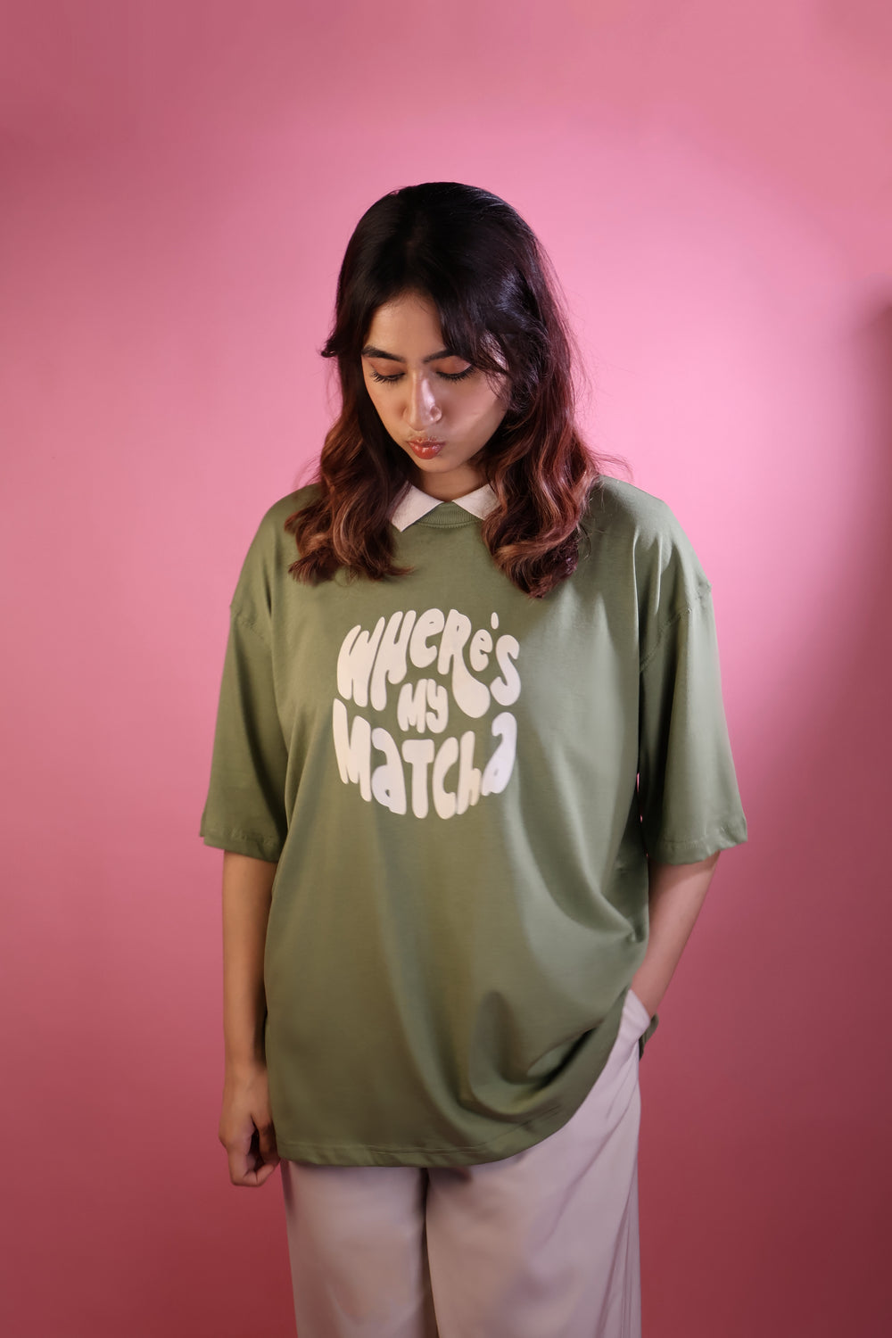 Collared Matcha Oversized Tee