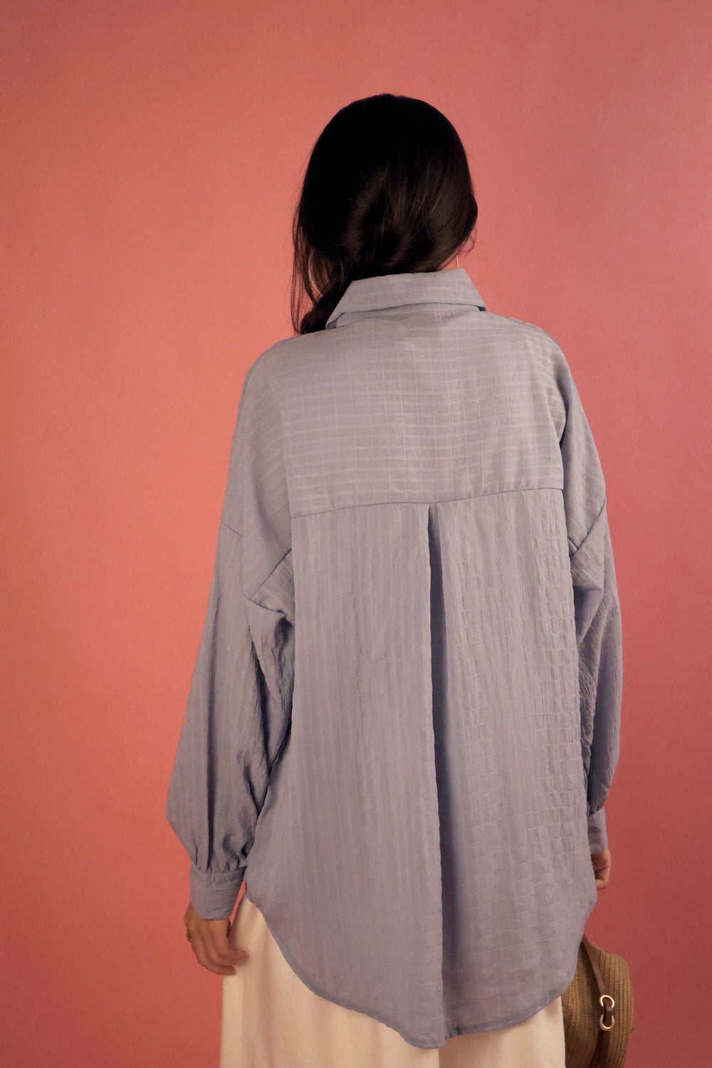 Powder Blue Crimp Button Up Shirt