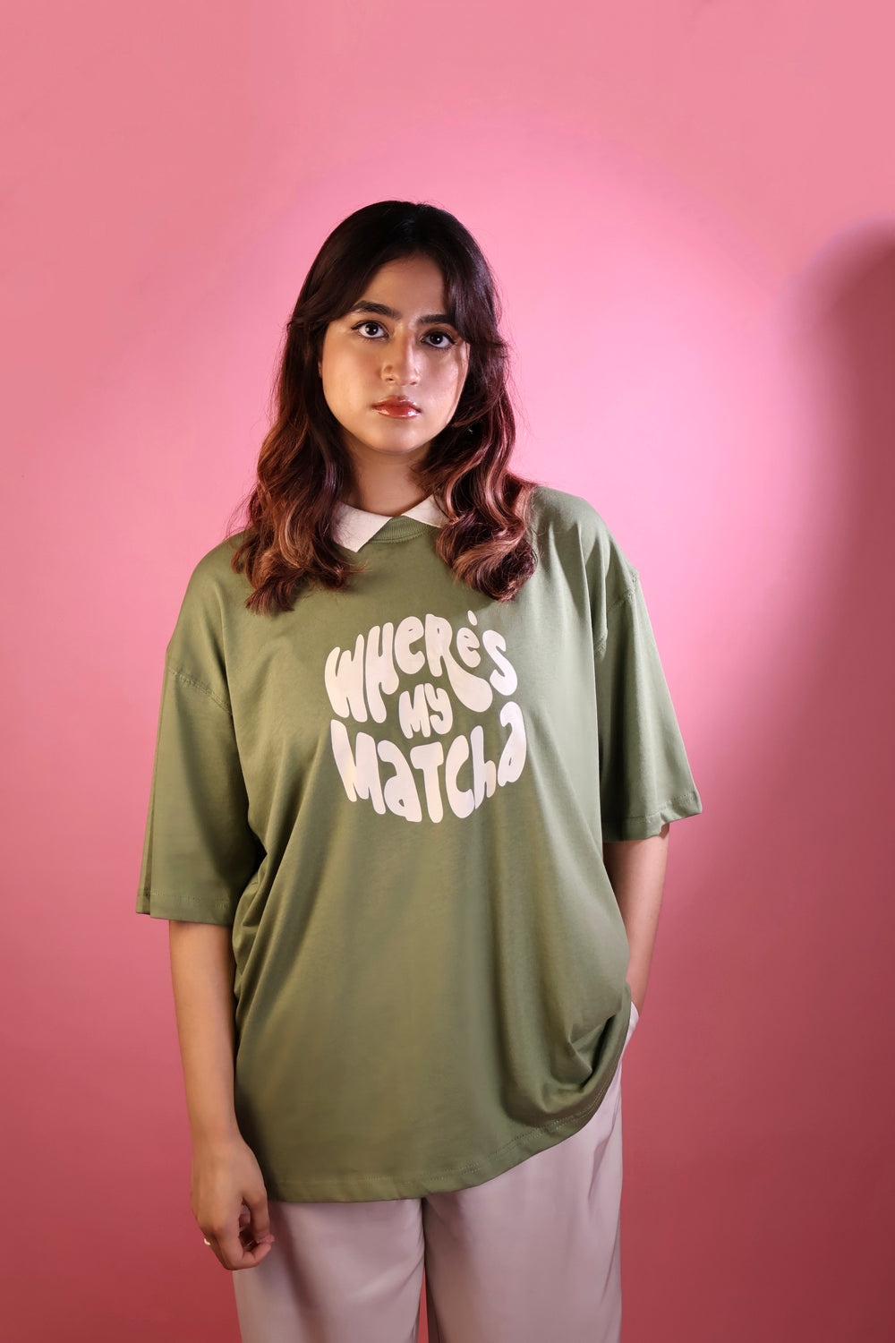 Collared Matcha Oversized Tee