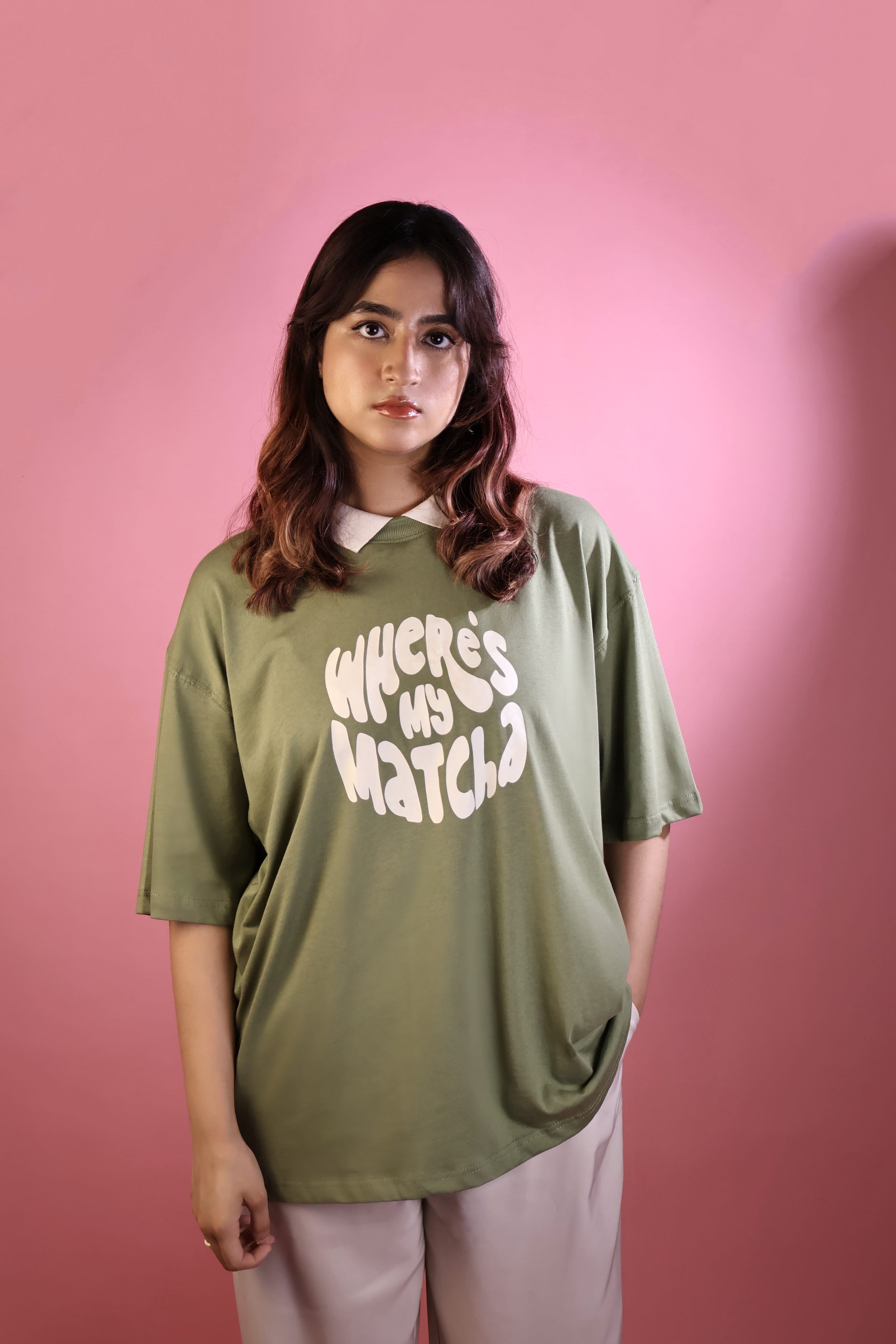 Collared Matcha Oversized Tee