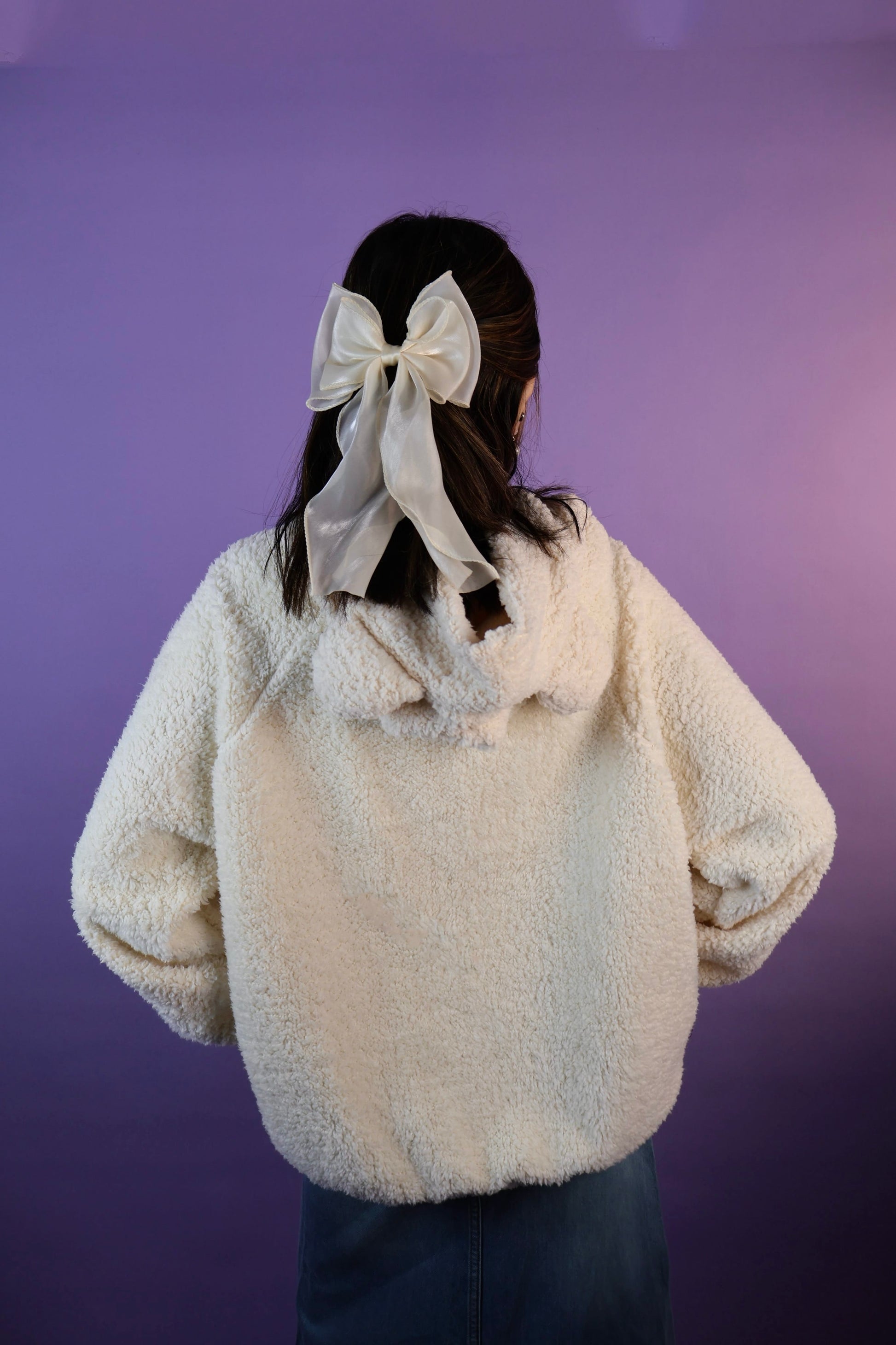 White Polar Bear Oversized Teddy  Ear Hoodie