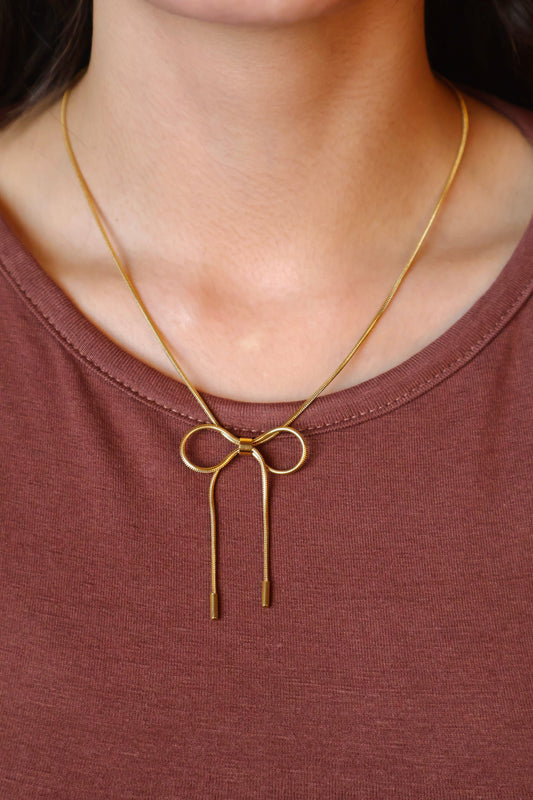 Bow-knot sleek chain necklance