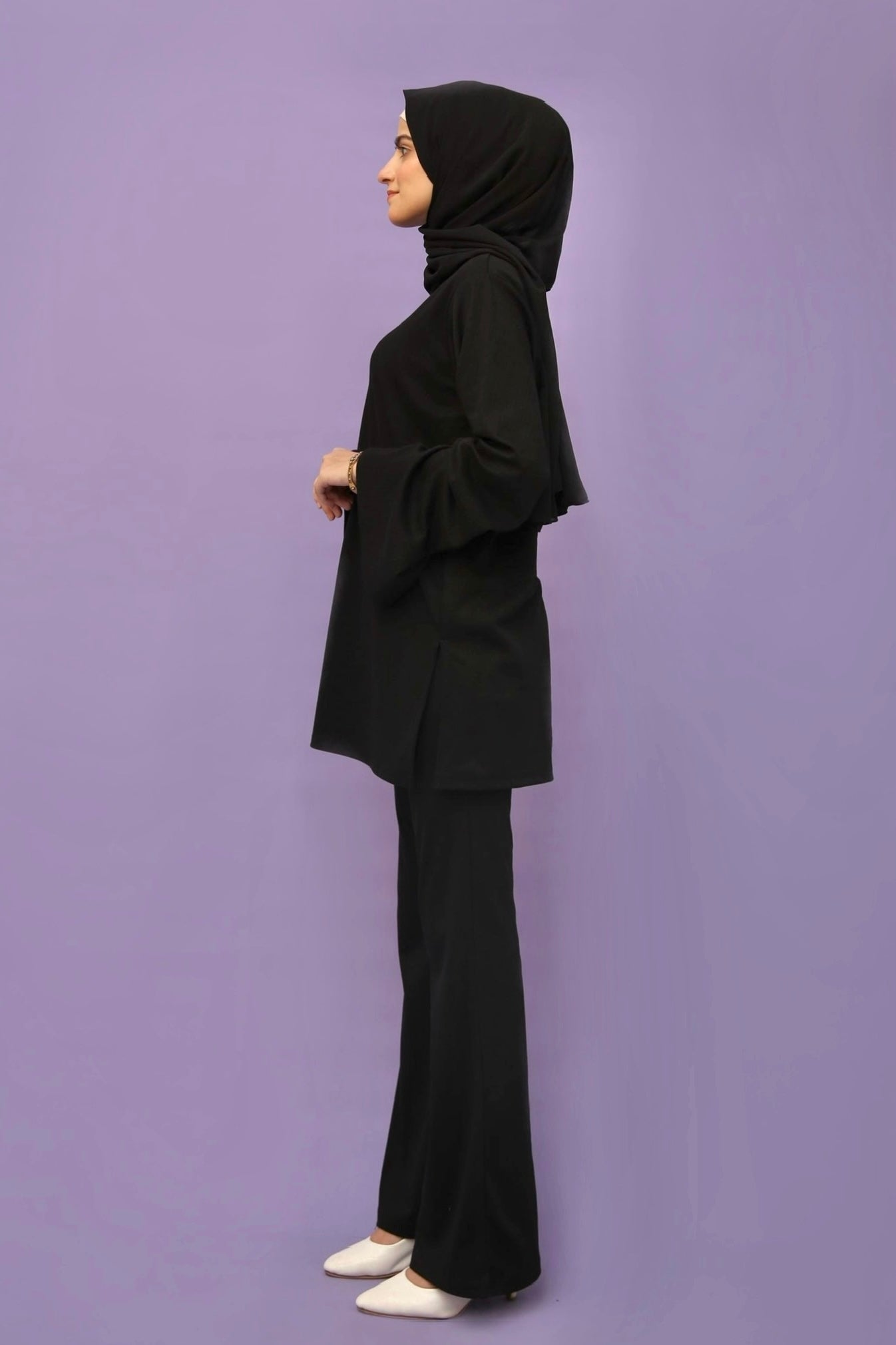 Black Relaxed Fit Rib Knit Black Co-ord Set