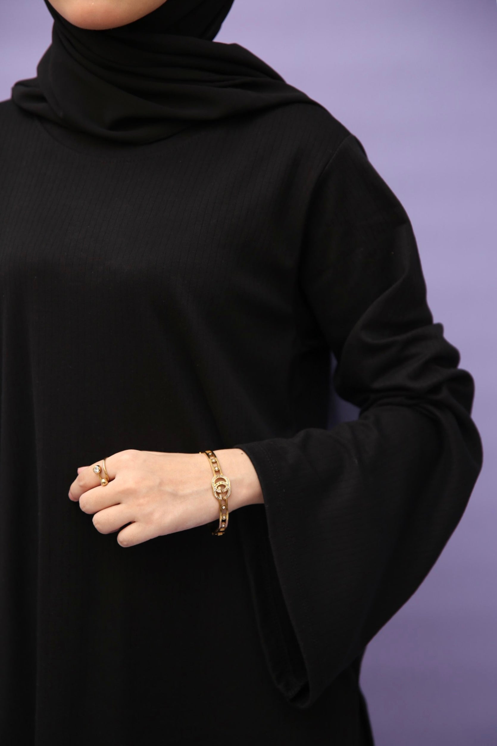 Black Relaxed Fit Rib Knit Black Co-ord Set