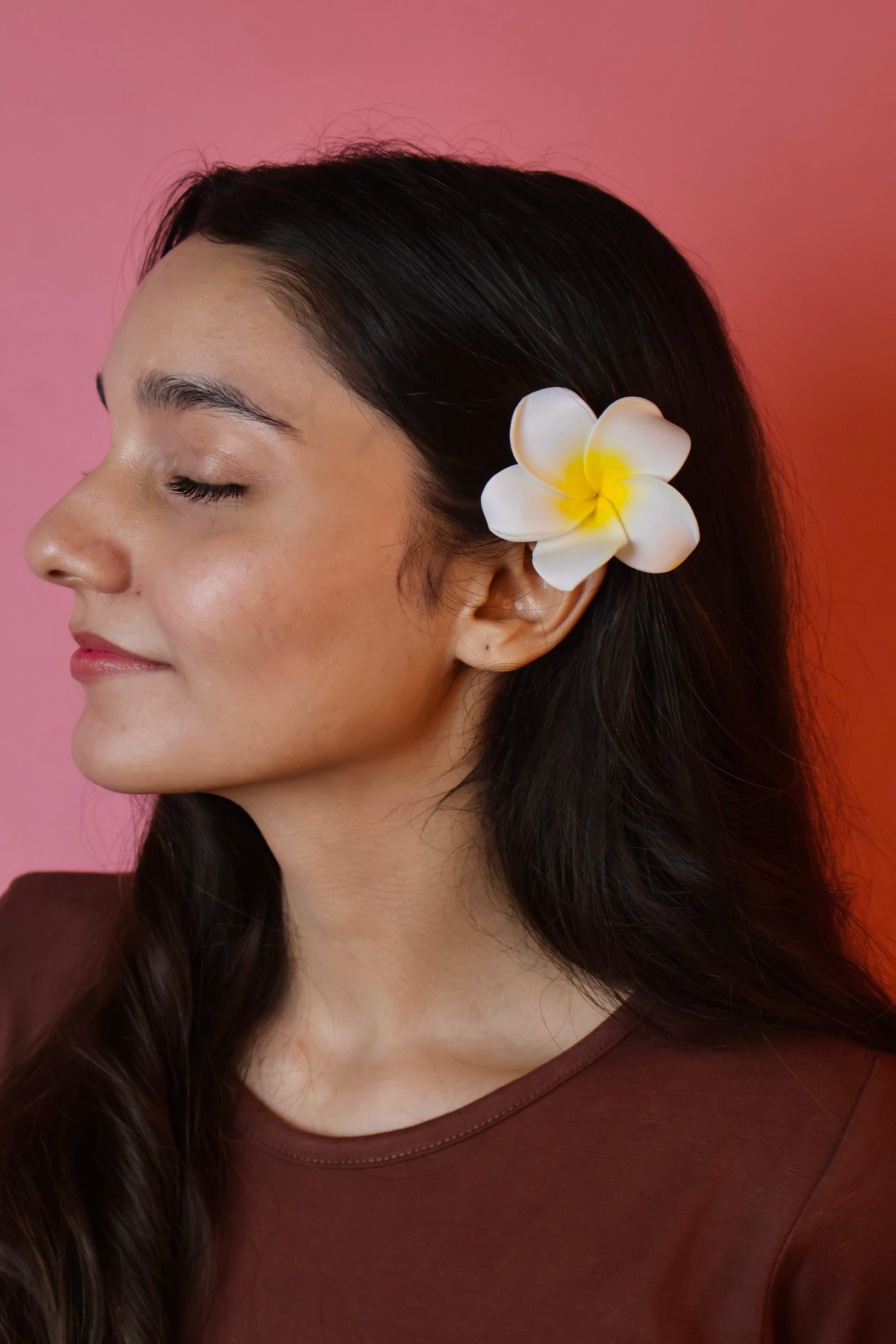 Artifical Plumeria Flower Clips