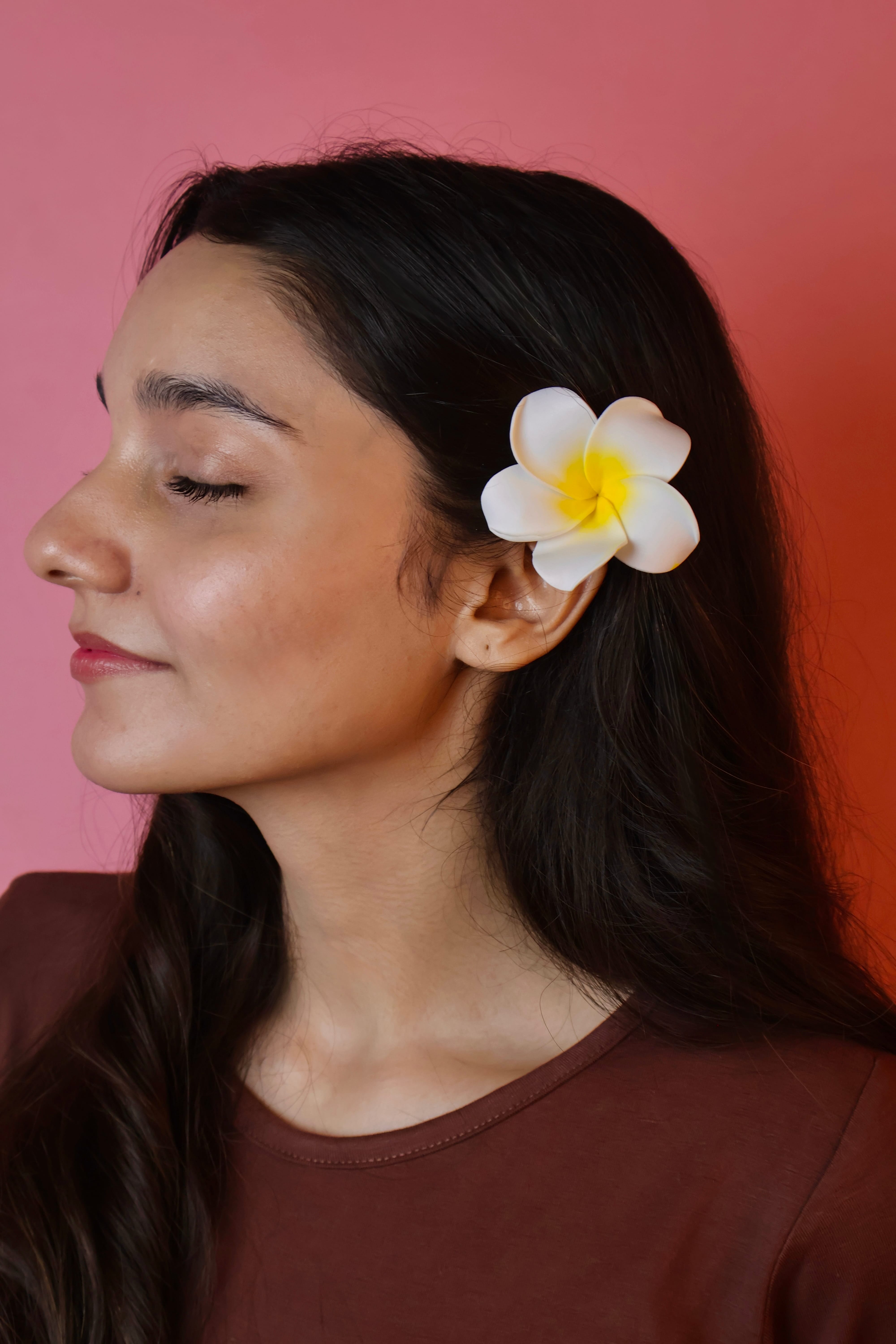 Artifical Plumeria Flower Clips