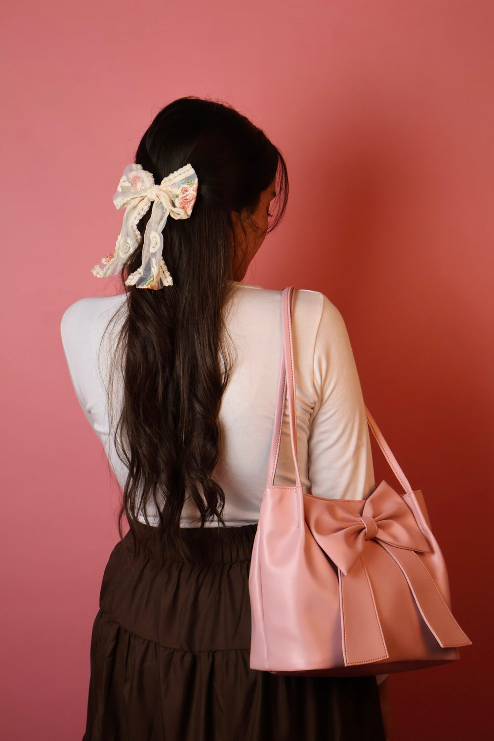 Pink Soft Bow Hand Bag